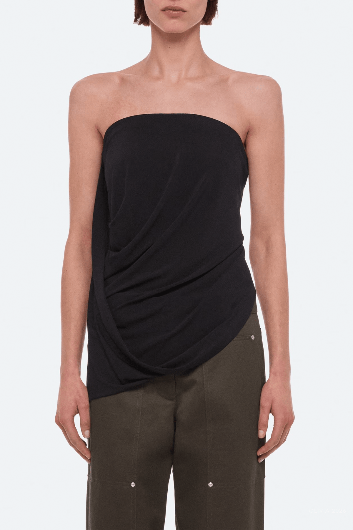 Twisted Tube Top in Black - shop-olivia.com