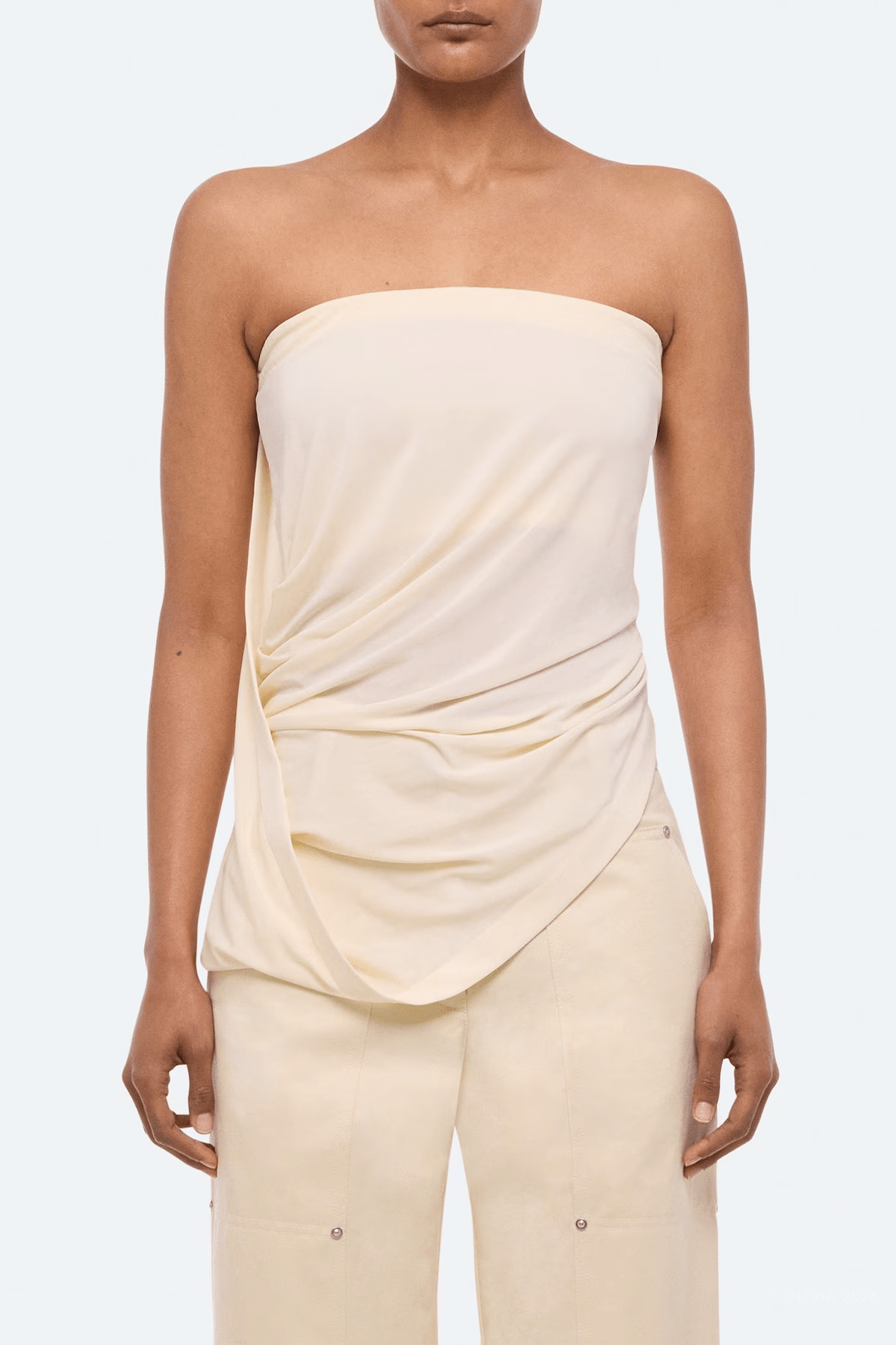 Twisted Tube Top in Winter White - shop-olivia.com