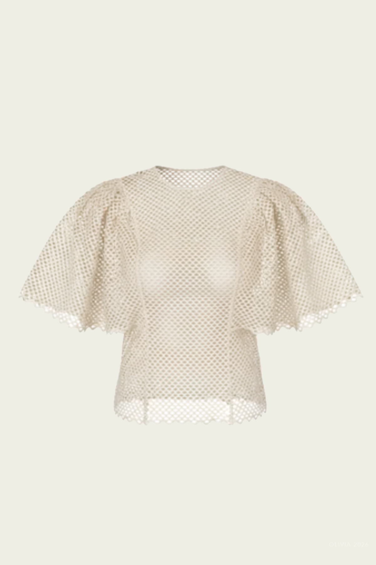 Hera Eyelet Cotton Top in Cowrie