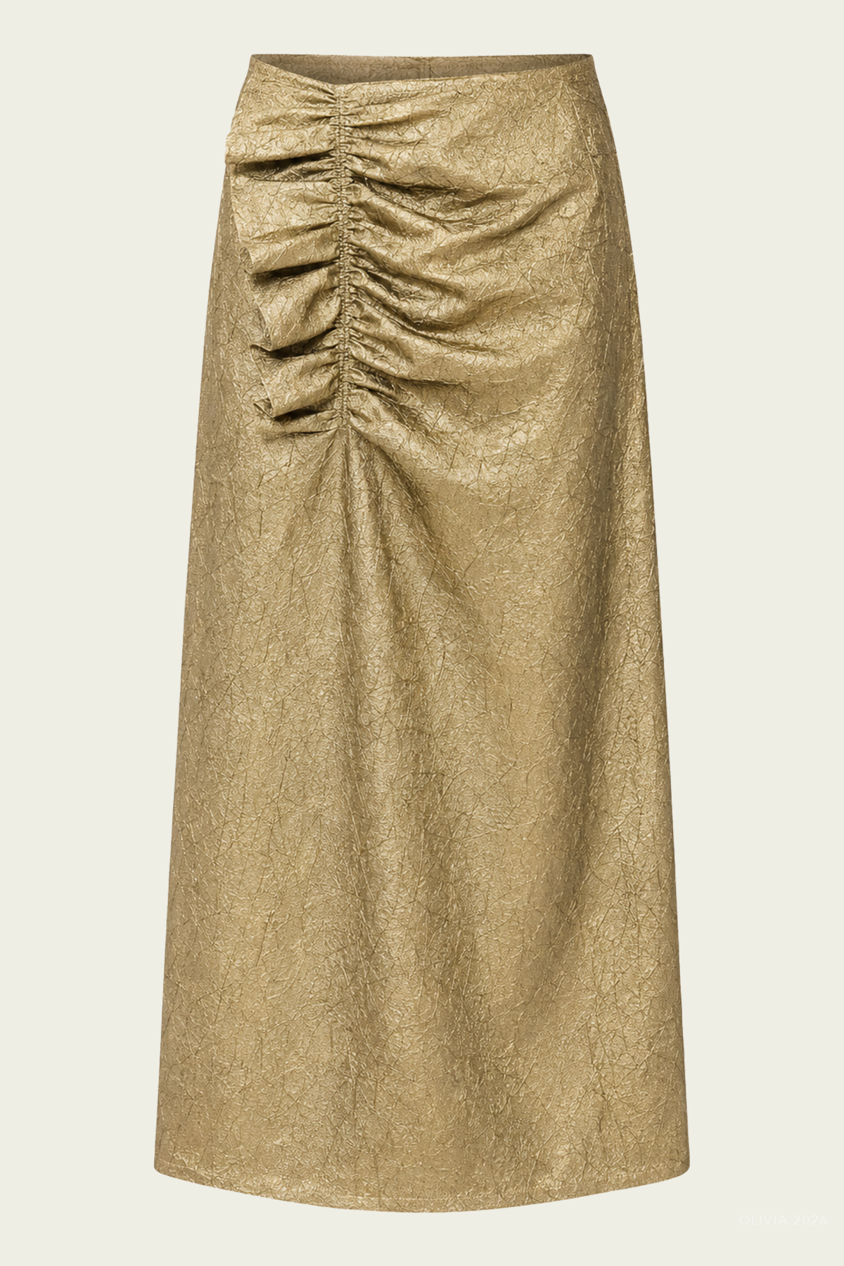 Ellis Taffeta Midi Skirt in Light Gold