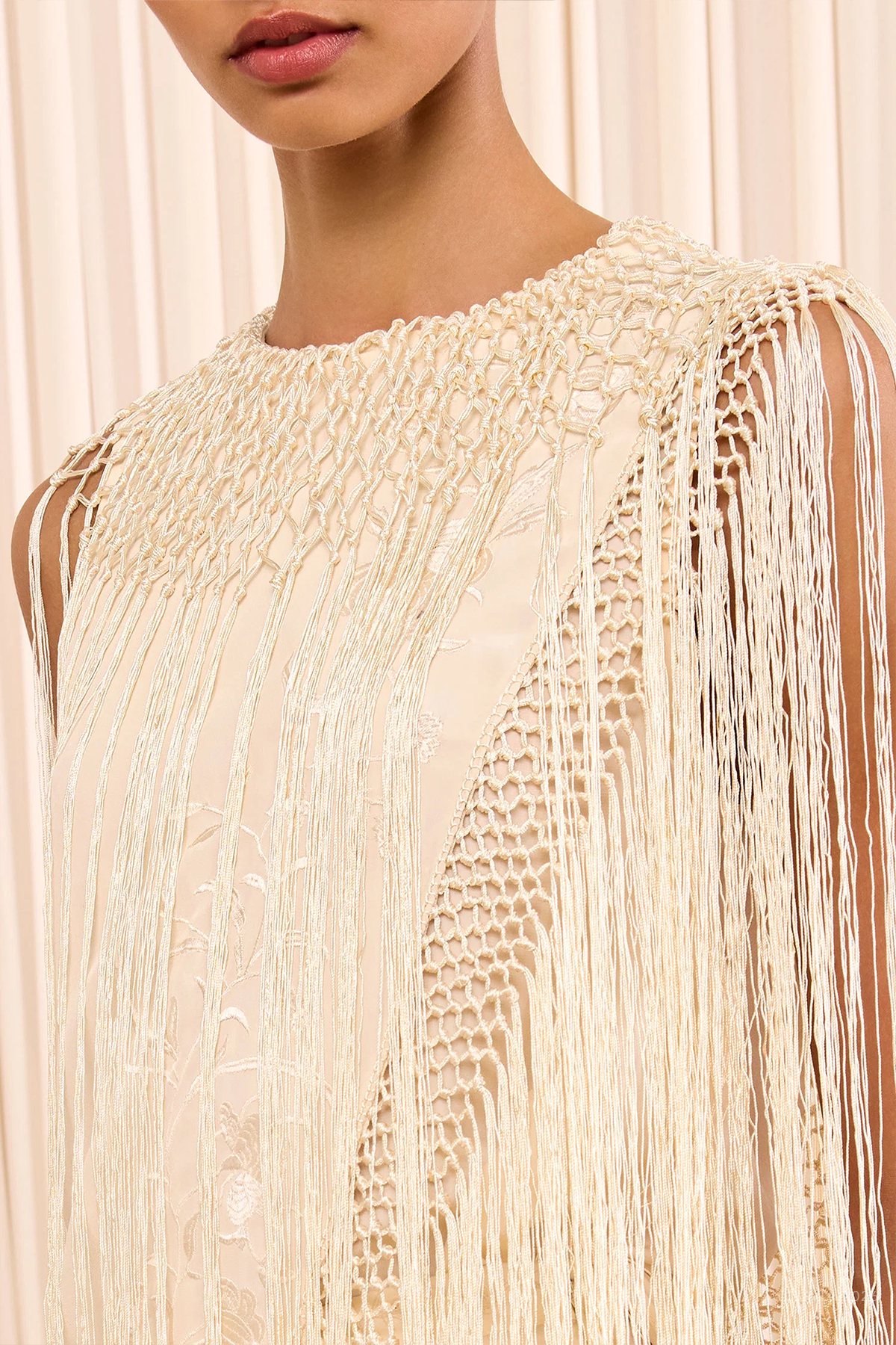 Willa Silk Fringe Top in Creme