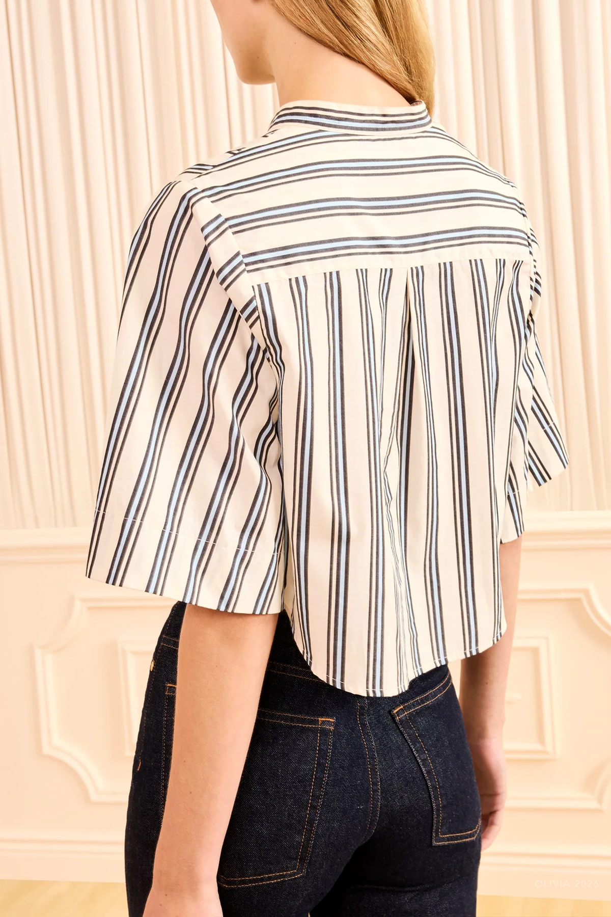 Perrine Blouse in Ecru Stripe
