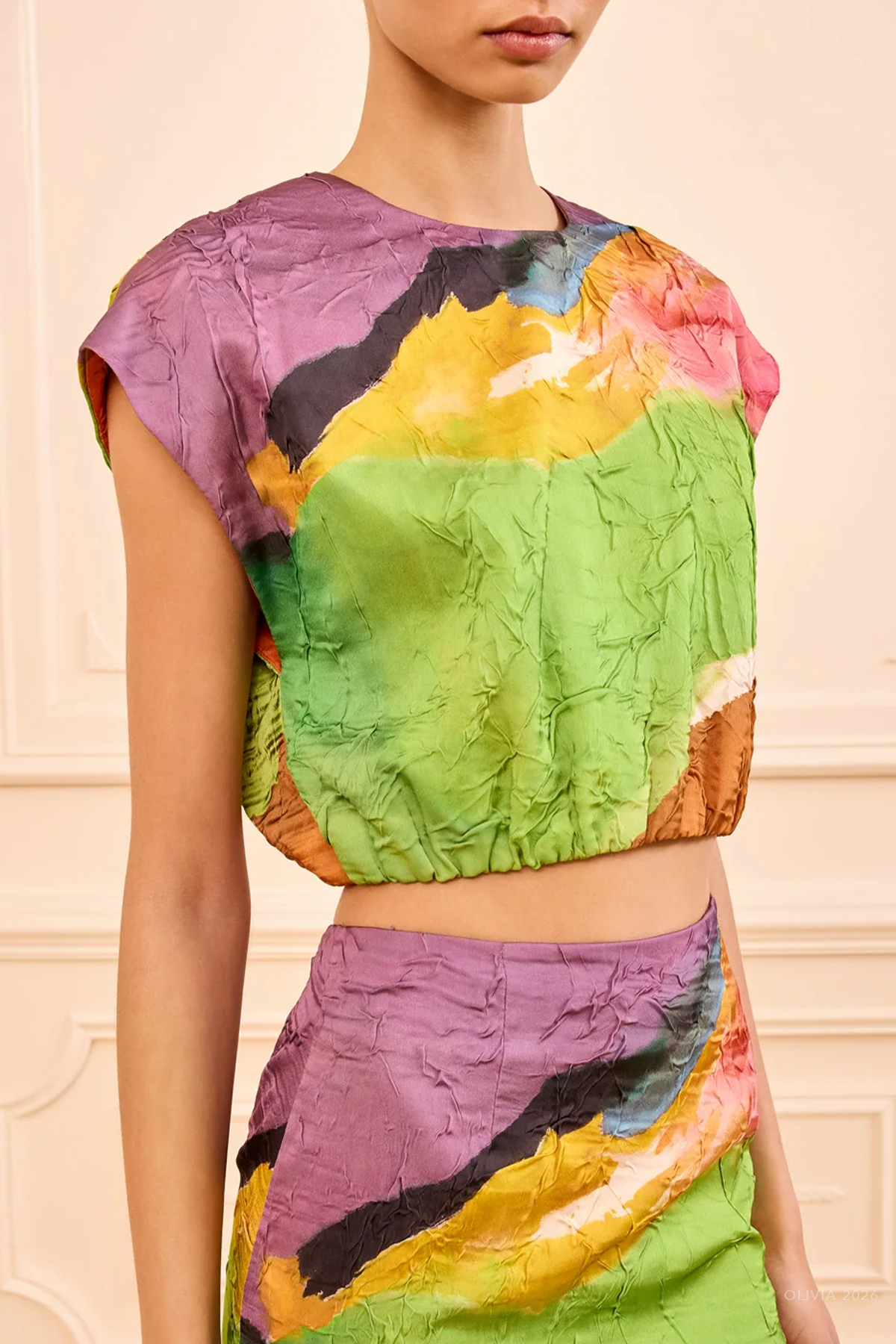 Gisella Satin Crop Top in Nature Abhors A Vacuum