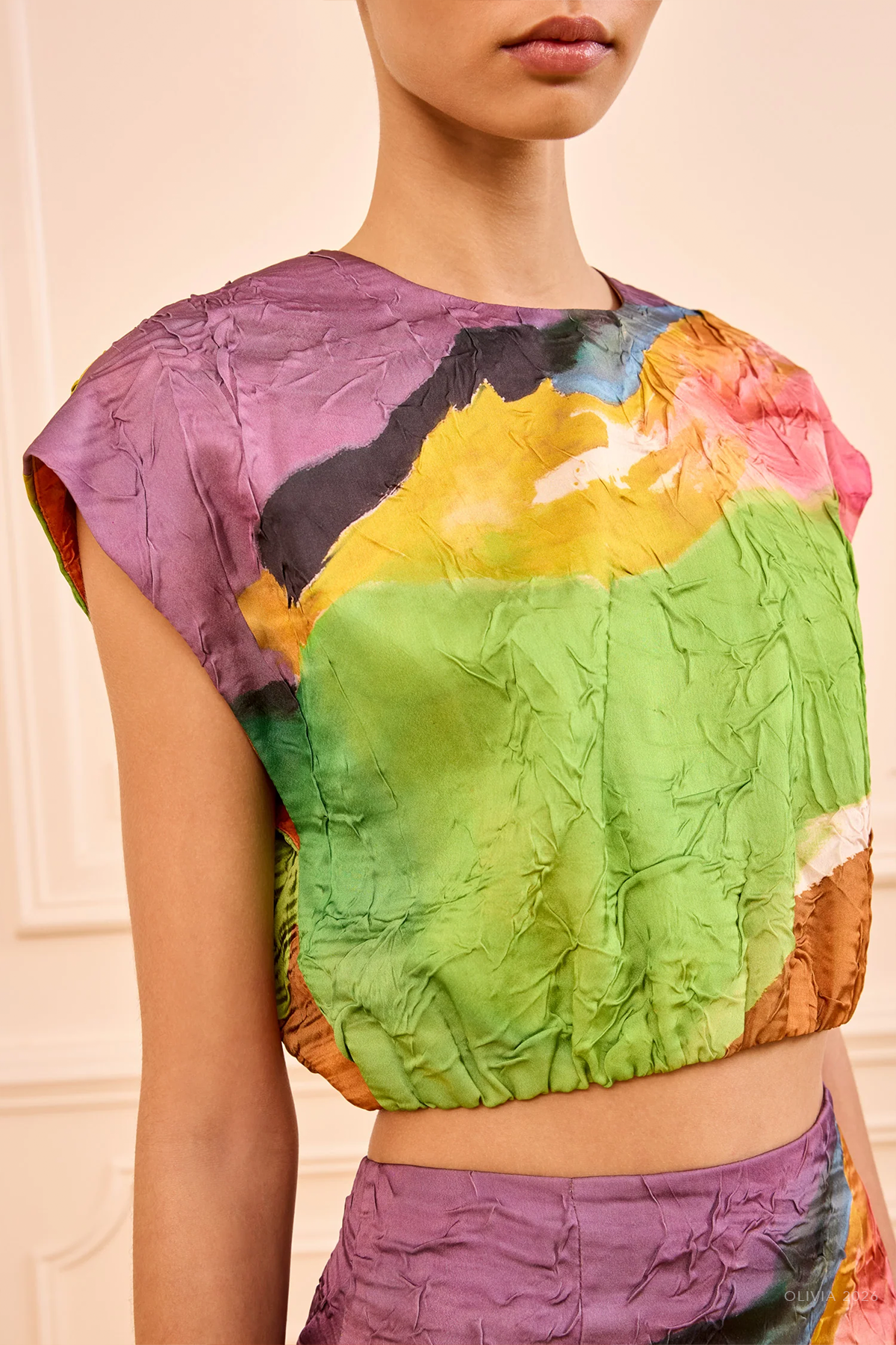 Gisella Satin Crop Top in Nature Abhors A Vacuum