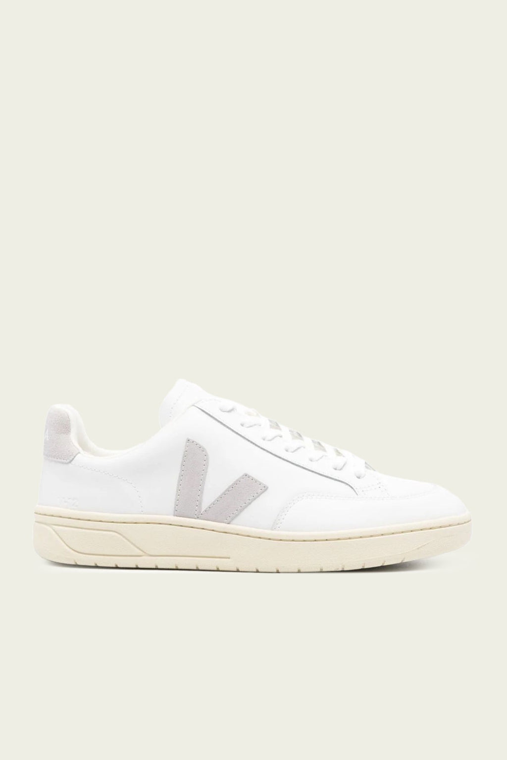 Veja V-12 Leather Men's Trainers in White and Light Grey