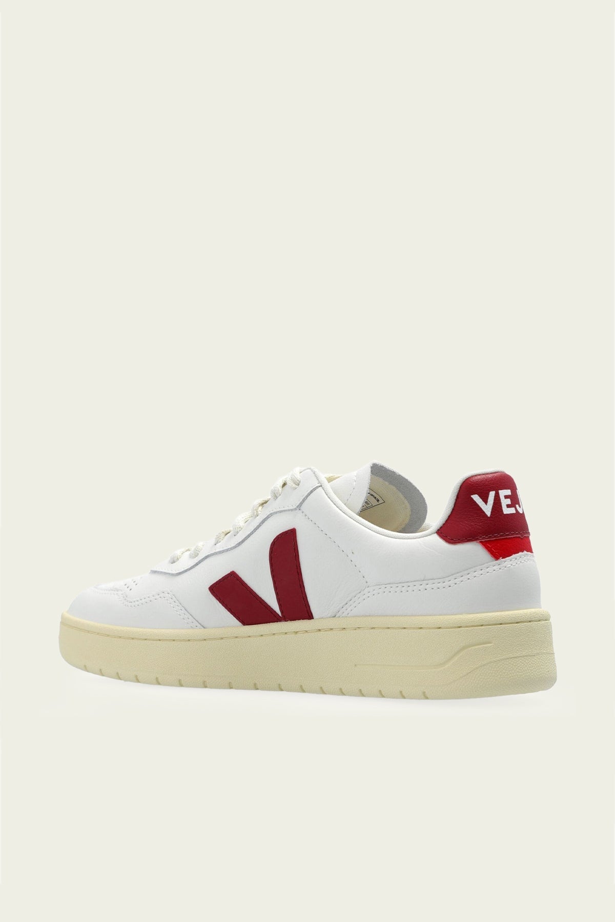 V - 90 O.T. Leather Sneaker in White Marsala - shop - olivia.com