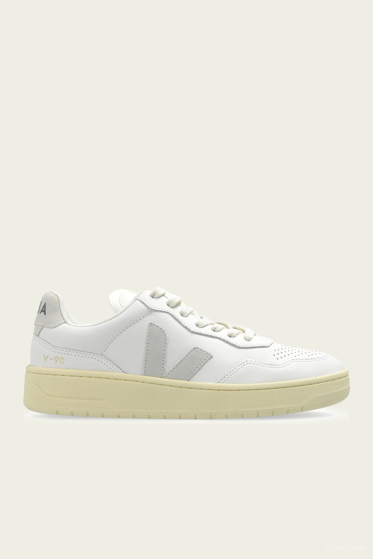 V - 90 O.T. Leather Sneaker in White Natural - shop - olivia.com