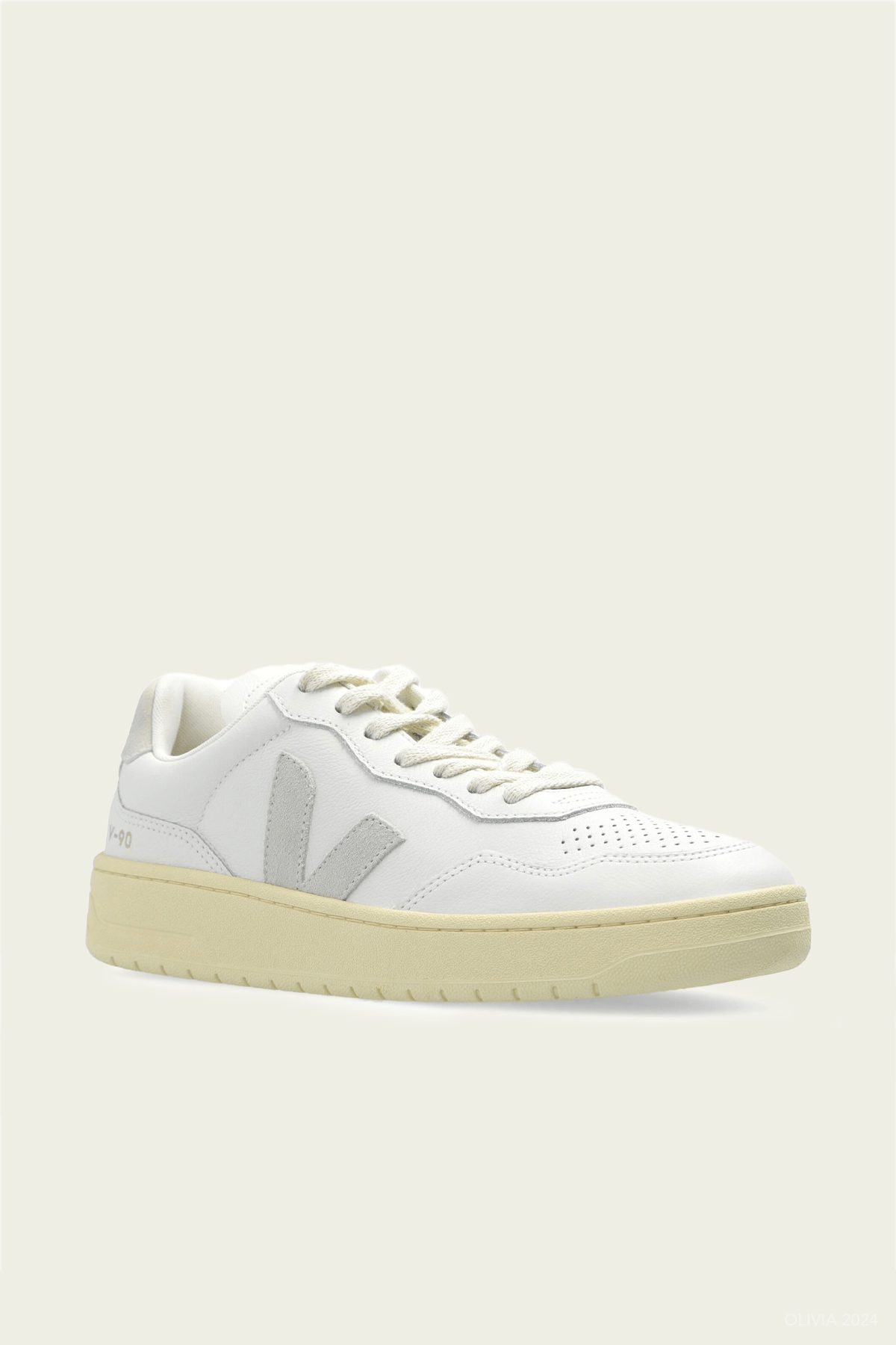 V - 90 O.T. Leather Sneaker in White Natural - shop - olivia.com