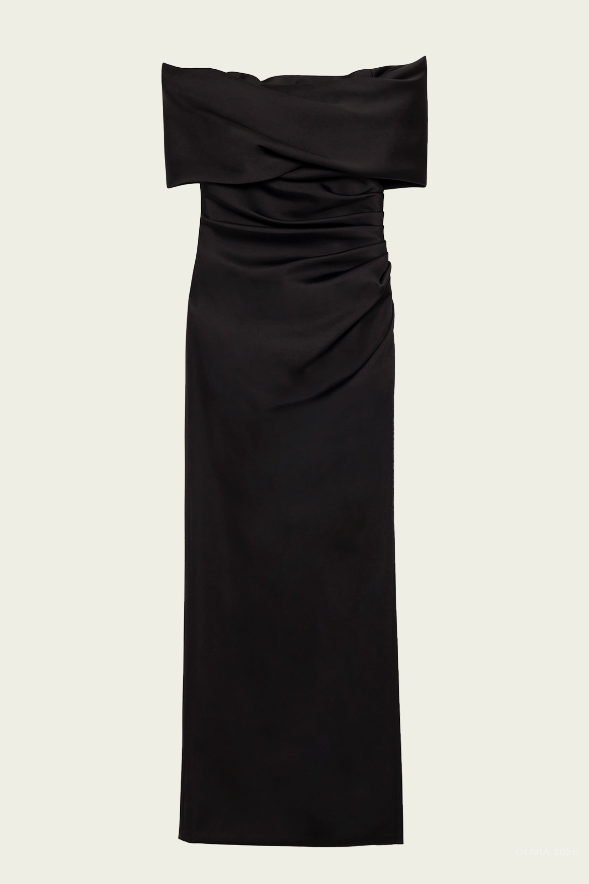 Valencia Draped Satin Gown in Black - shop - olivia.com