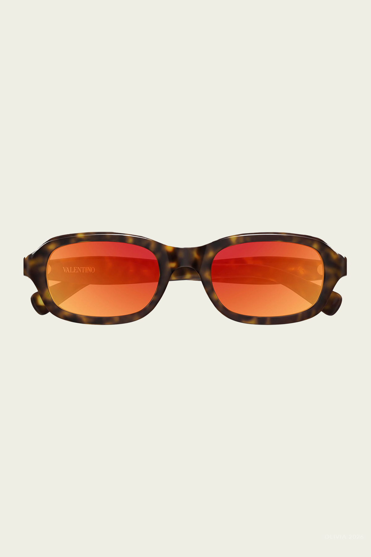 Slim Rounded Rectangle Sunglasses in Havana Red