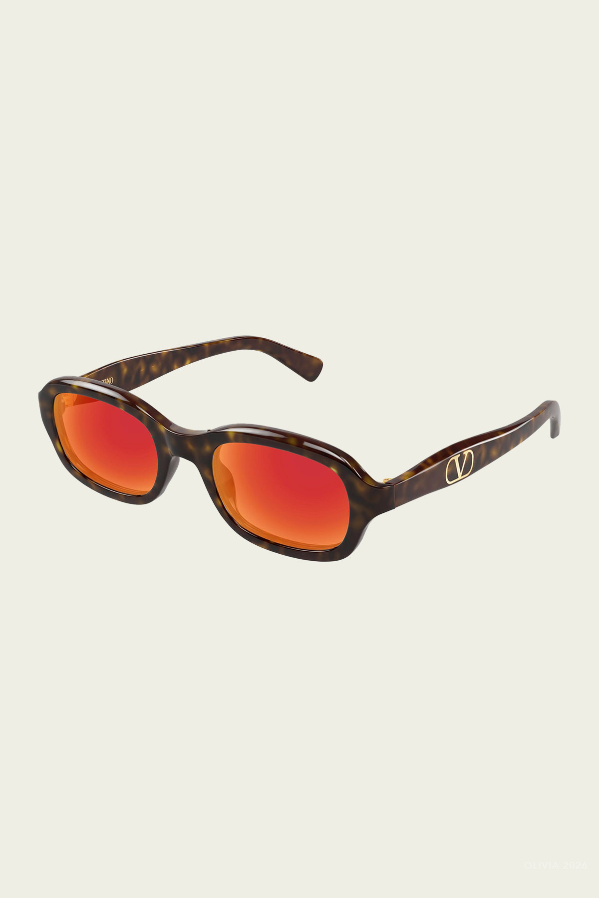 Slim Rounded Rectangle Sunglasses in Havana Red