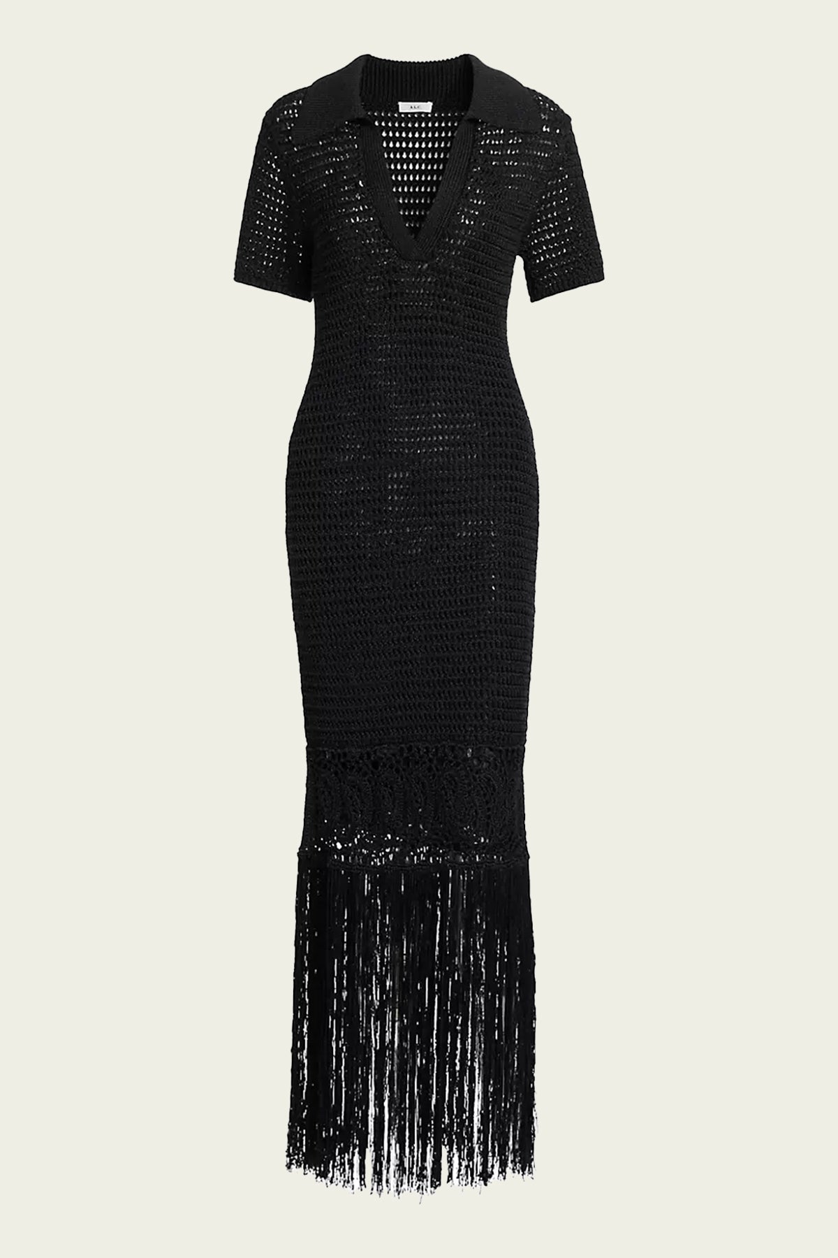 Valerie Crochet Fringe Maxi Dress in Black - shop - olivia.com
