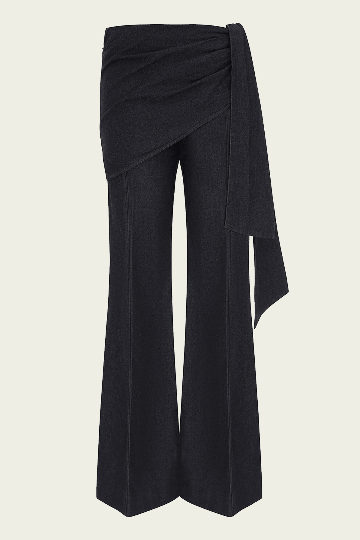 Valiant Draped Denim Flare in Night Sky - shop-olivia.com
