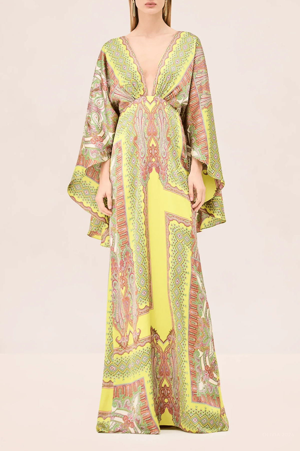 Valleta Dress in Yellow Paisley - shop - olivia.com