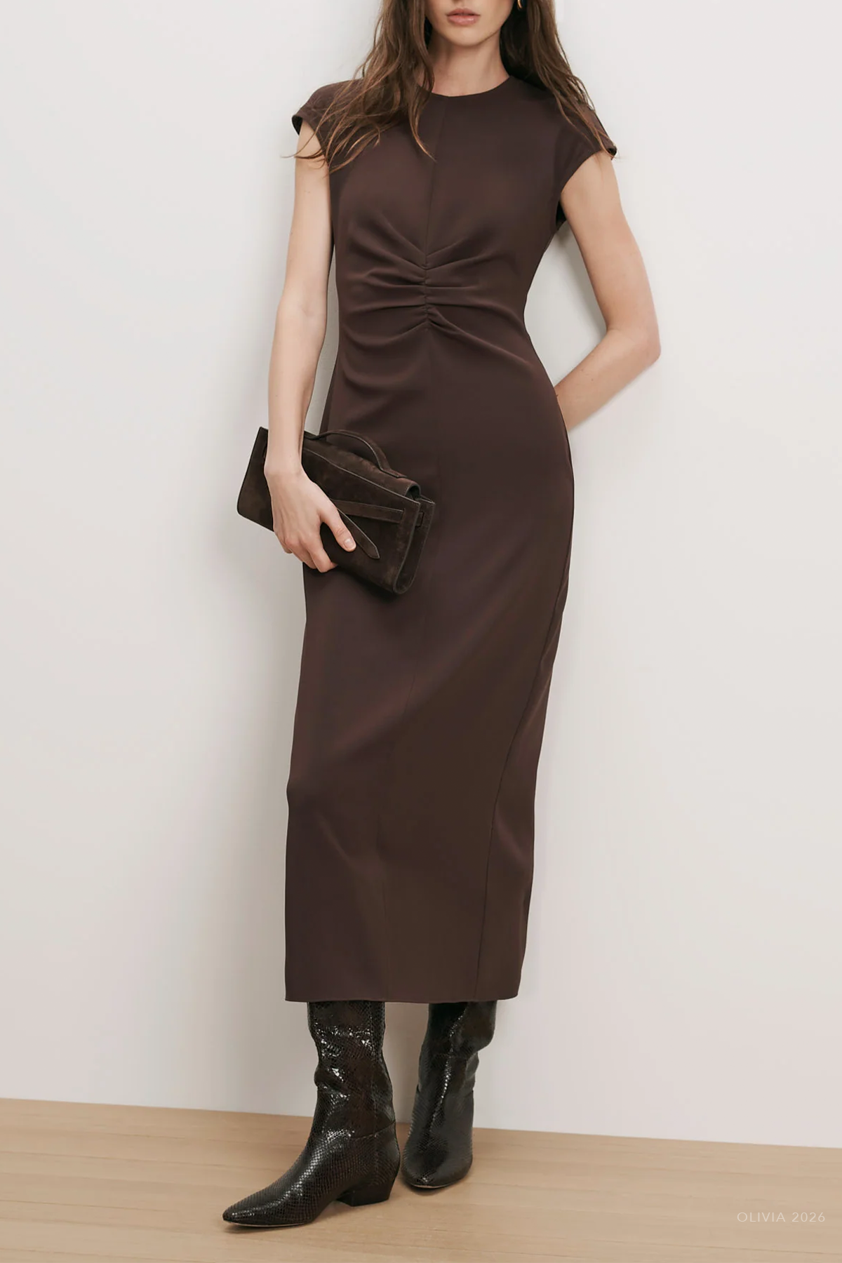 June Midi Dress in Espresso