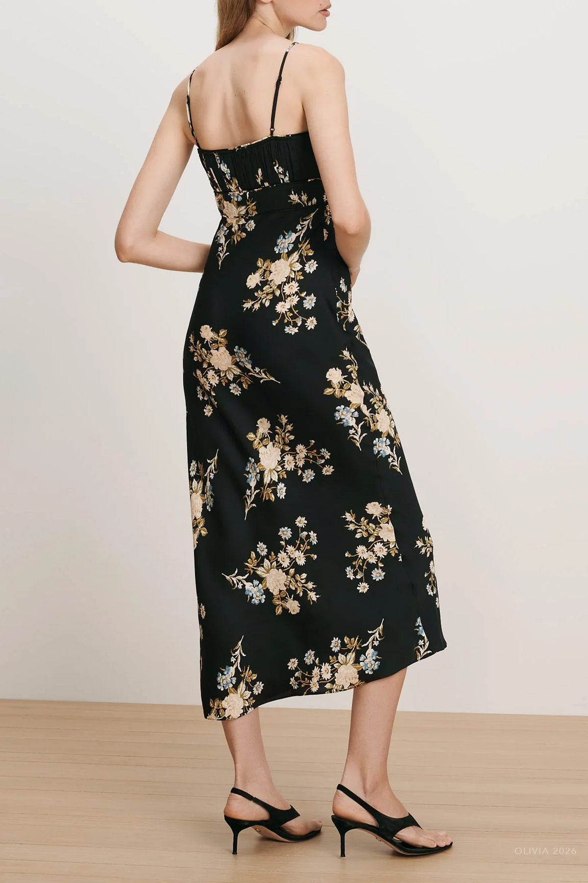 Kieren Floral Slip Dress in Black Multi