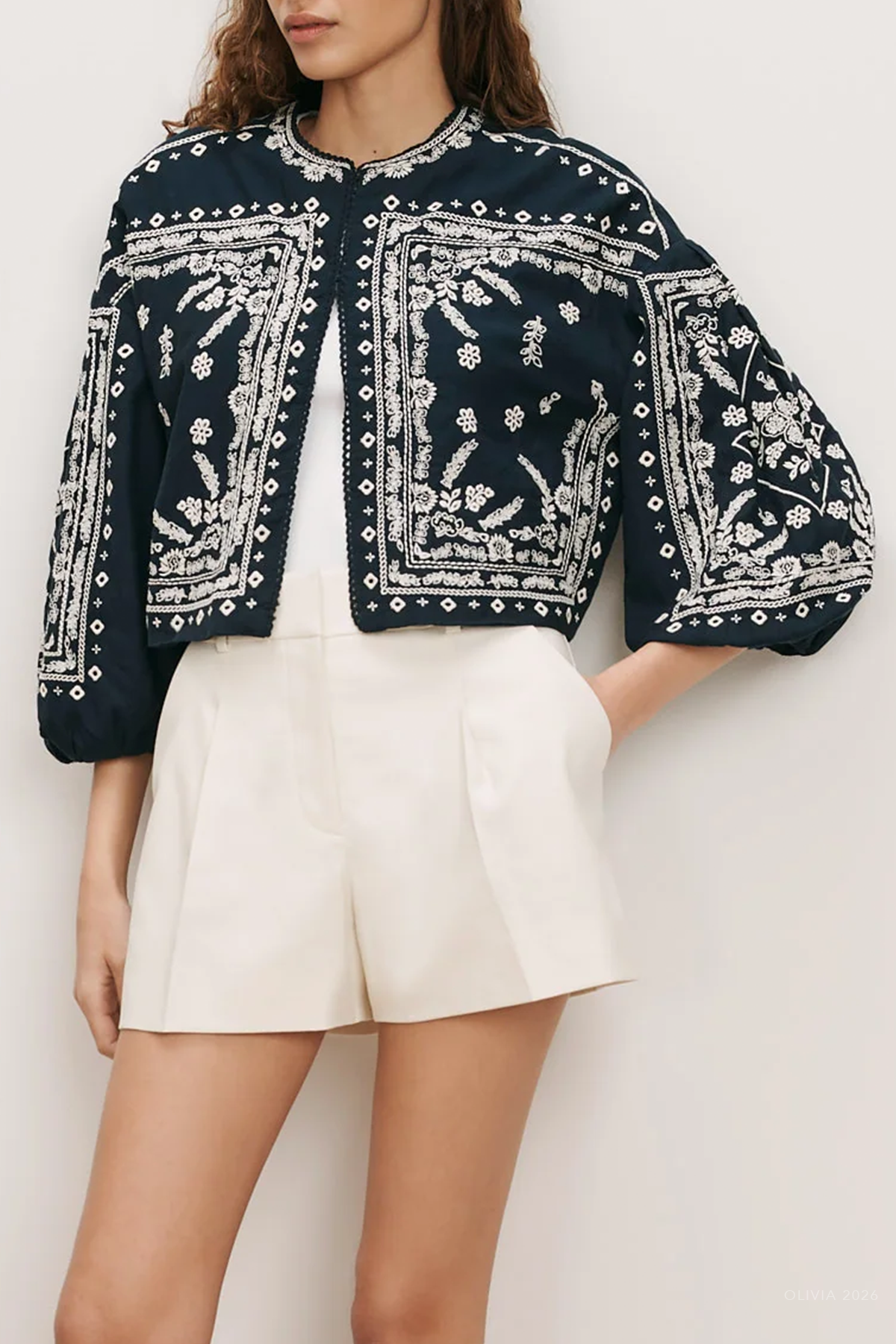 Drake Embroidered Jacket in Navy