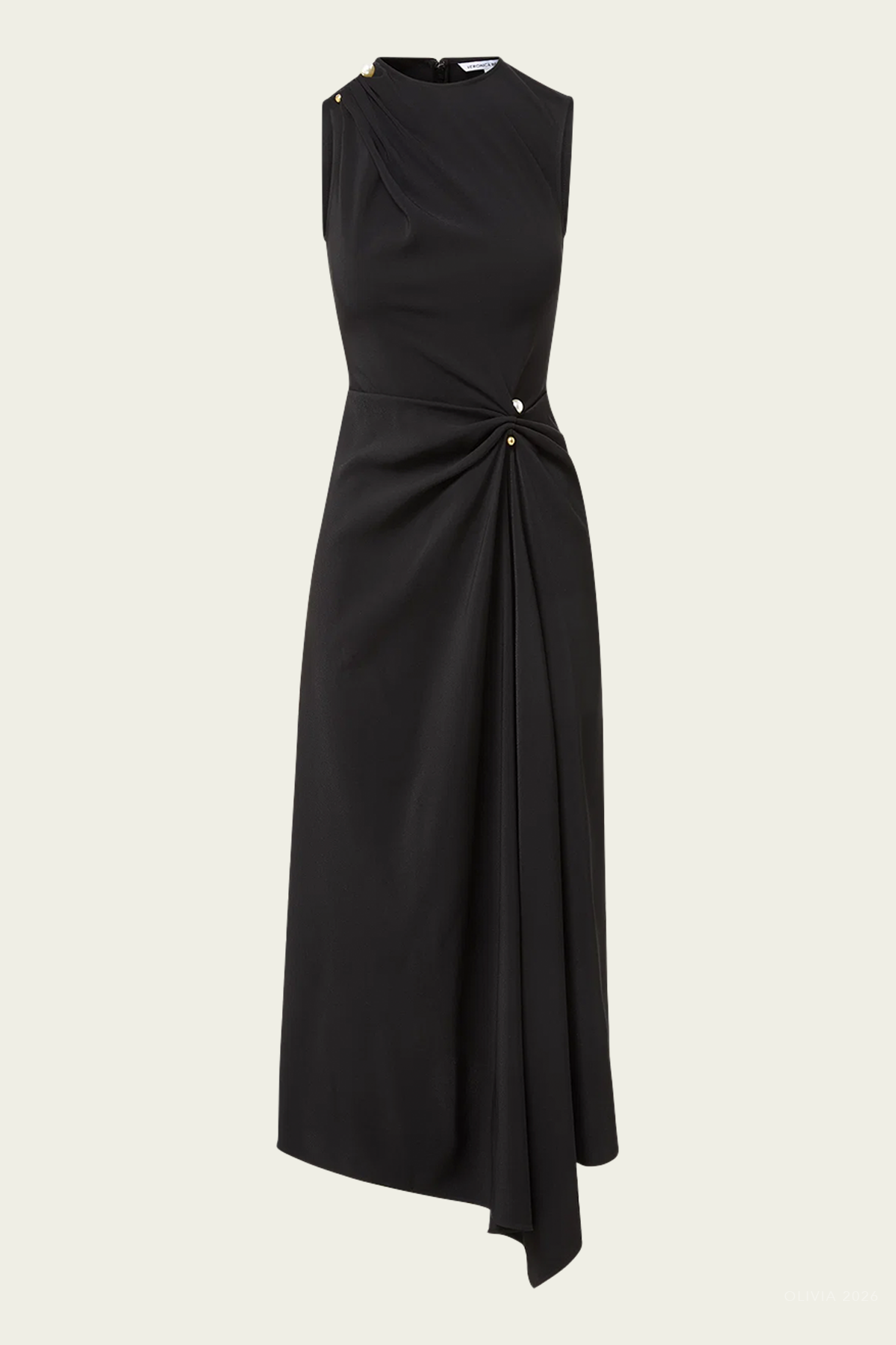 Freja Brooch Midi Dress in Black