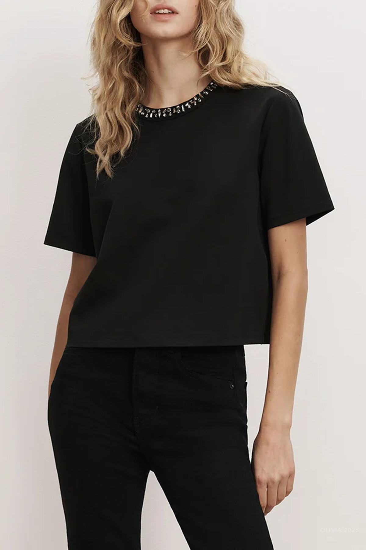 Sebastian Embellished T-Shirt in Black