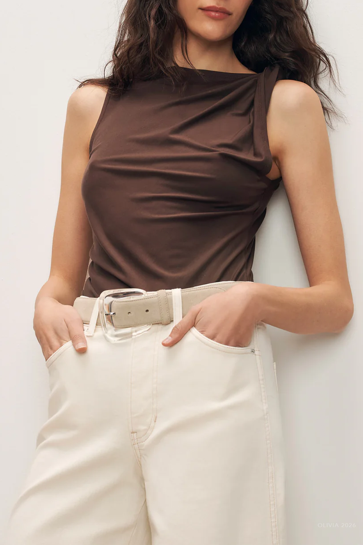 Otessa Boatneck Tank Top in Dark Mocha