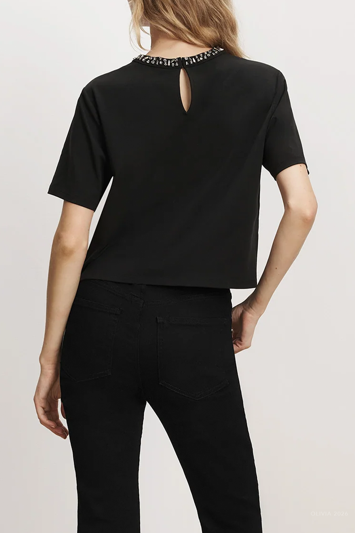 Sebastian Embellished T-Shirt in Black