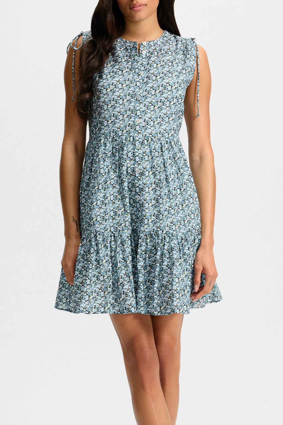 Yulianna Floral Mini Dress in Lake Mist Multi