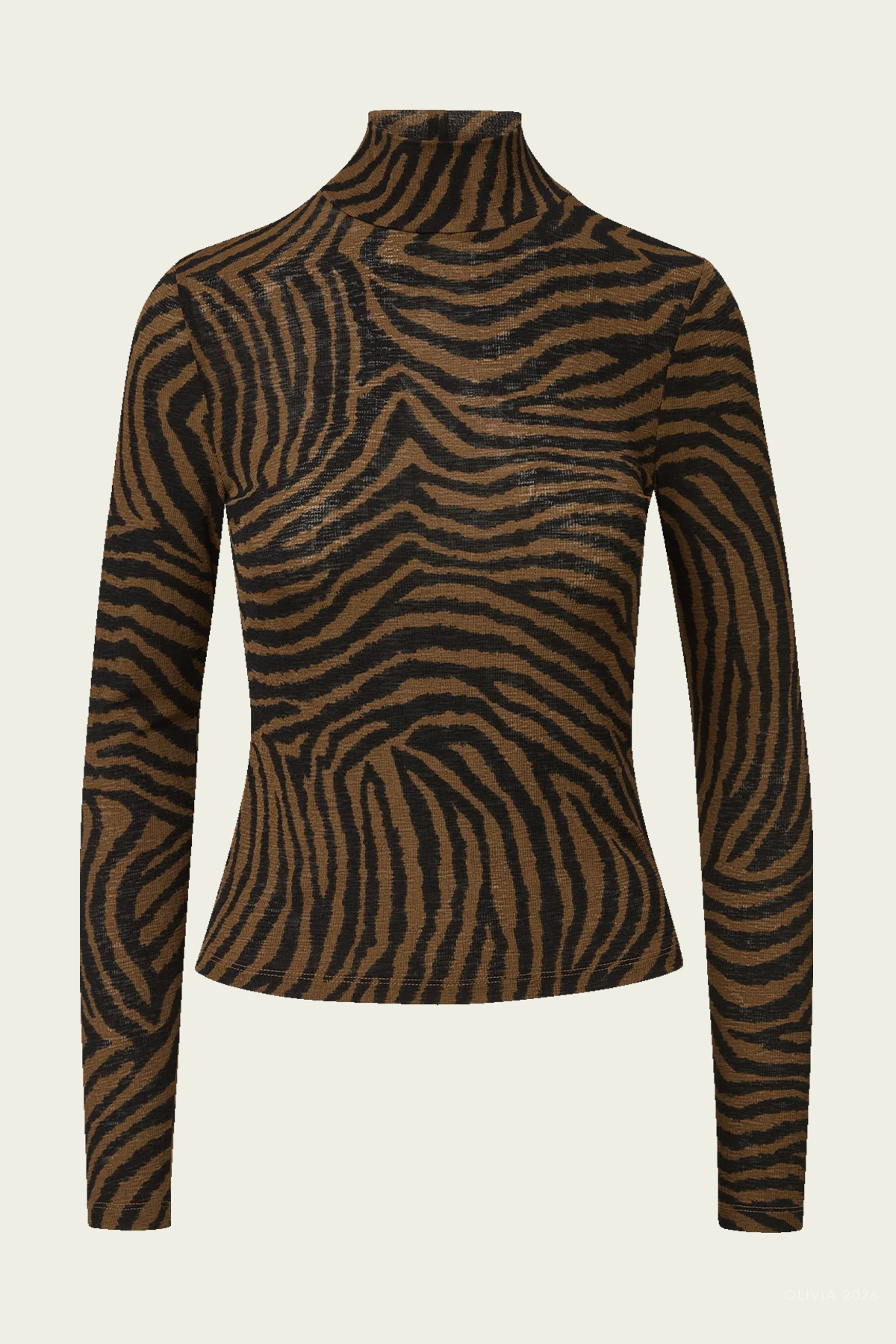 Wyeth Zebra Turtleneck Top in Ochre Black
