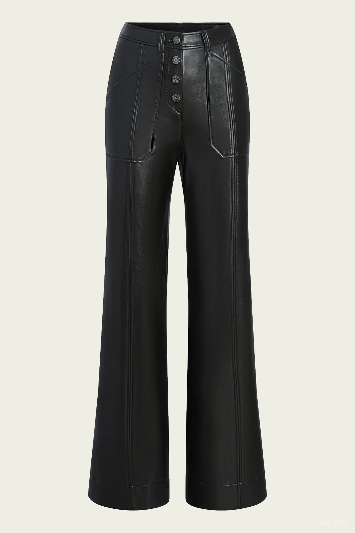 Vegan Leather Long Benji Pant in Black - shop - olivia.com