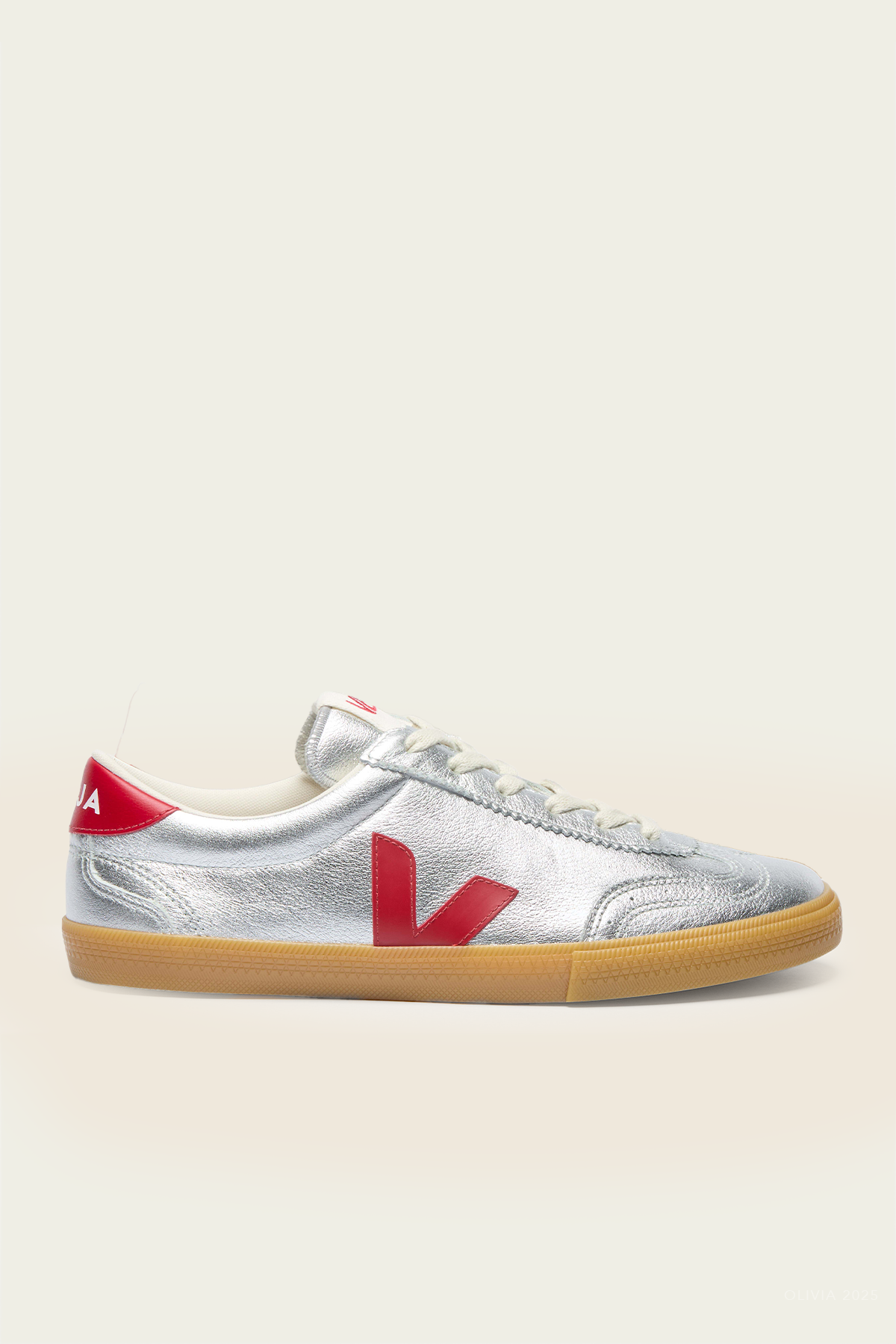 Volley Leather Sneaker in Silver Pepper