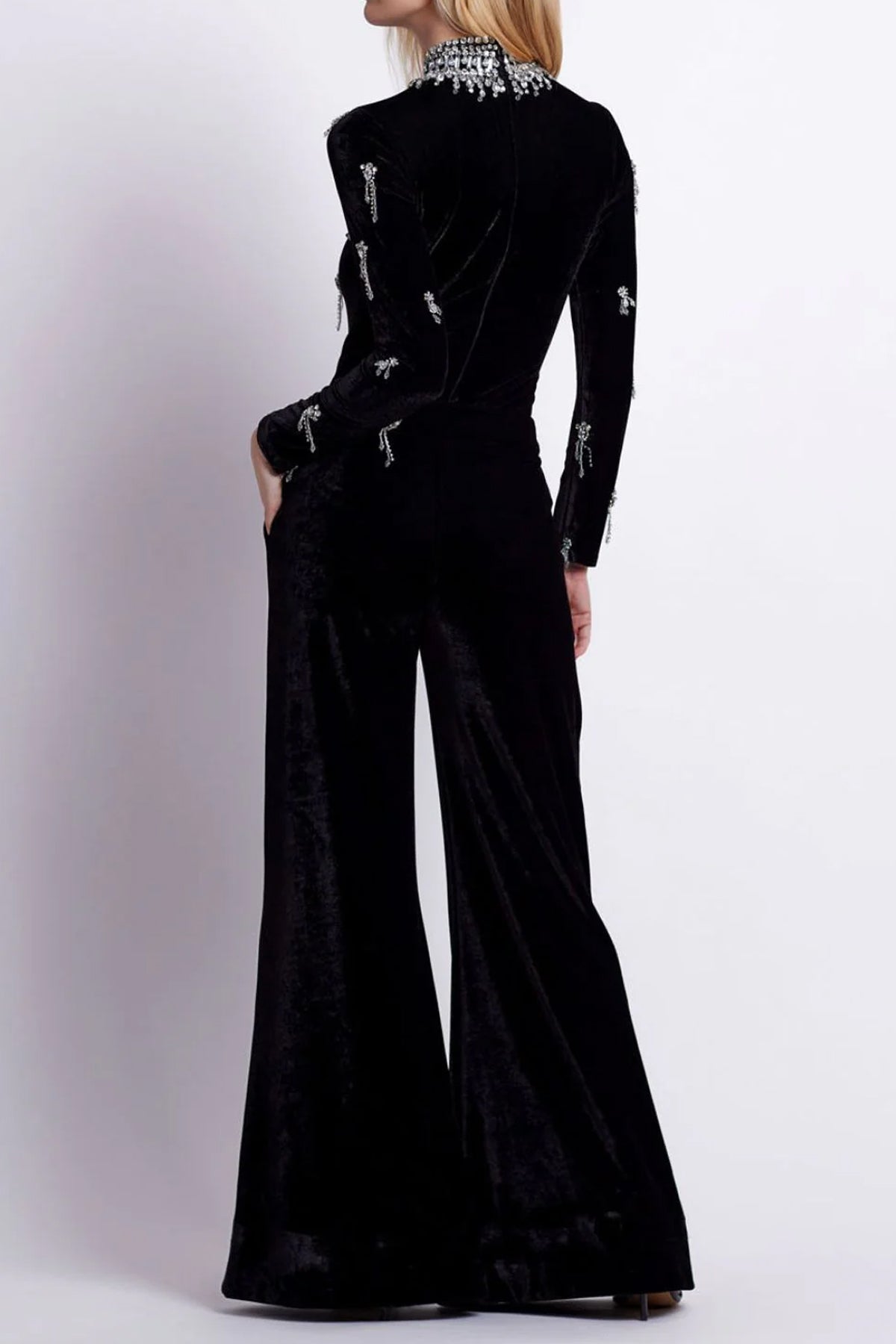 Velvet Wide Leg Pant in Black - shop - olivia.com