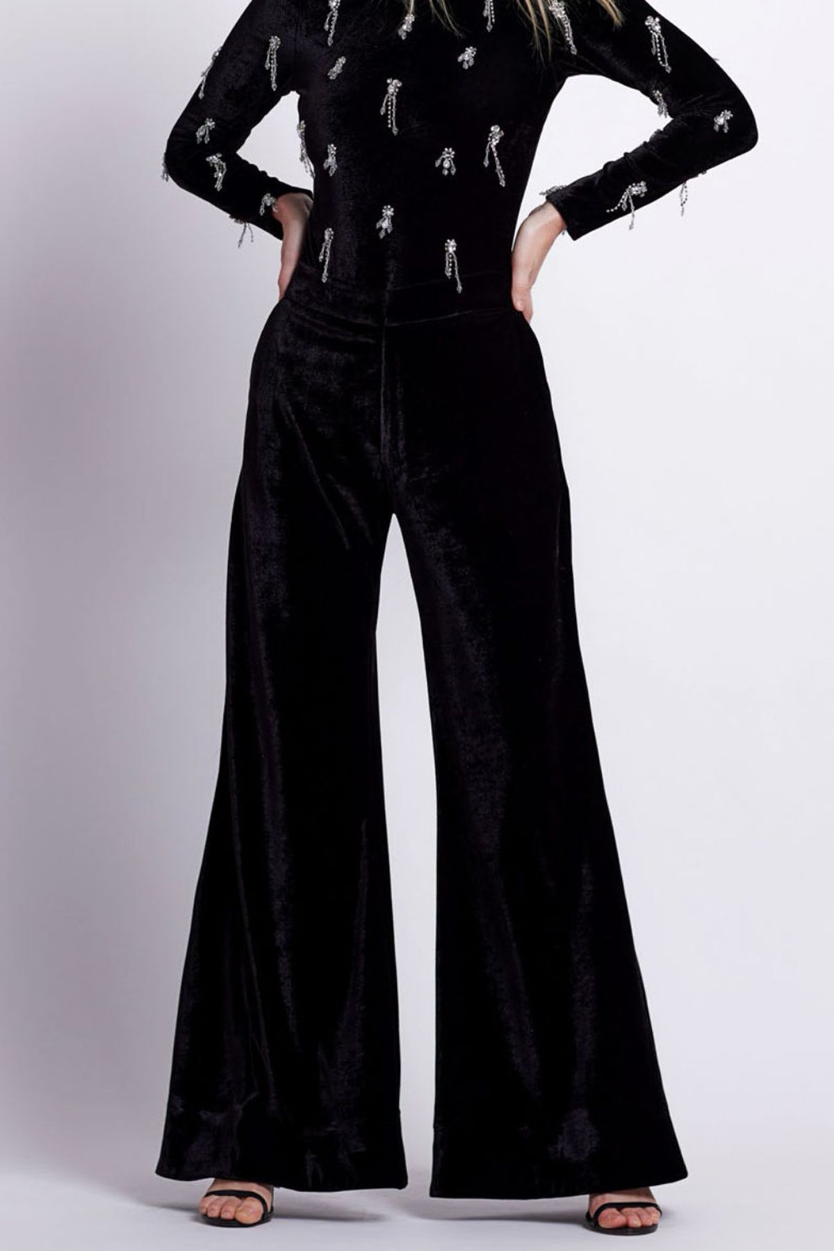 Velvet Wide Leg Pant in Black - shop - olivia.com