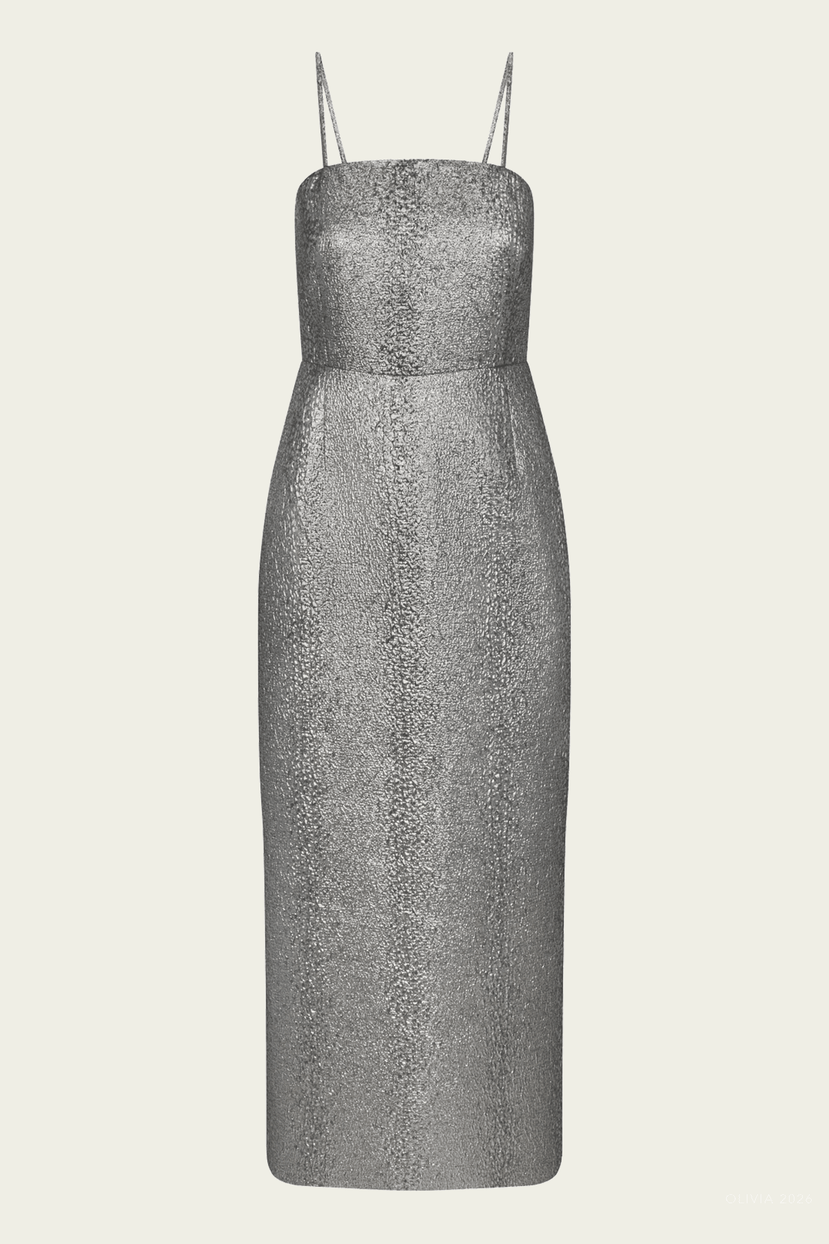 Verdelle Metallic Midi Dress in Pewter - shop-olivia.com