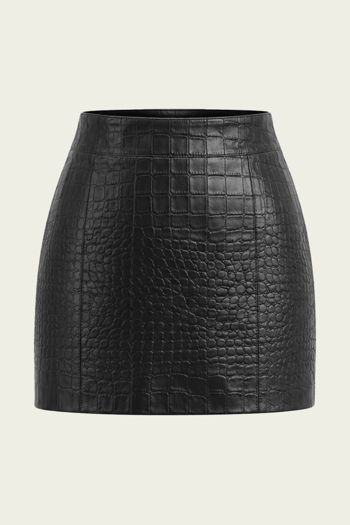 Verica Mini Skirt (Recycled Leather) in Croc - shop-olivia.com