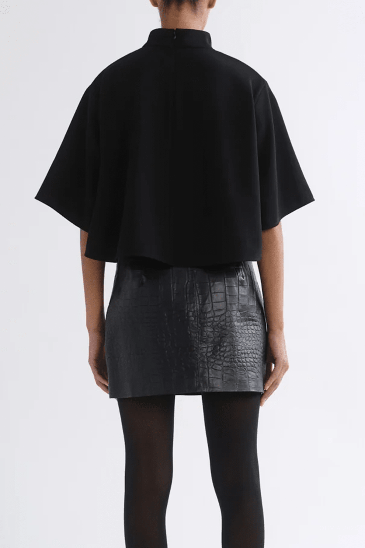 Verica Mini Skirt (Recycled Leather) in Croc - shop-olivia.com