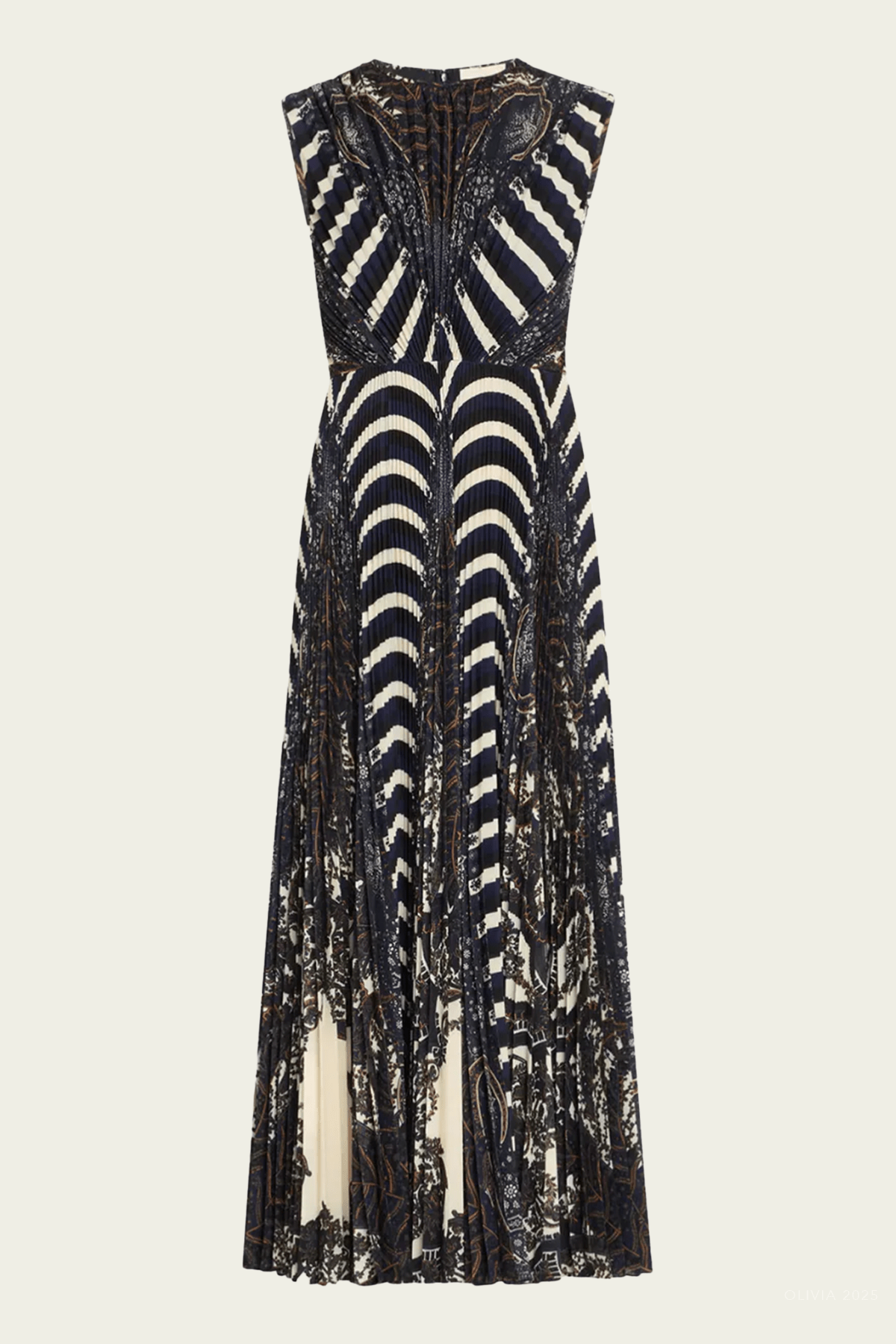 Violeta Pleated Sleeveless Midi Dress in Eclipse - shop - olivia.com