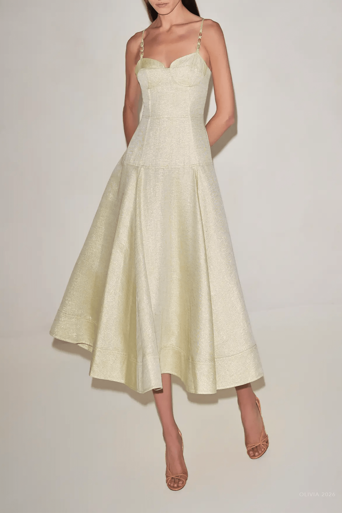 Virena Midi Dress in Gold Mist - shop-olivia.com