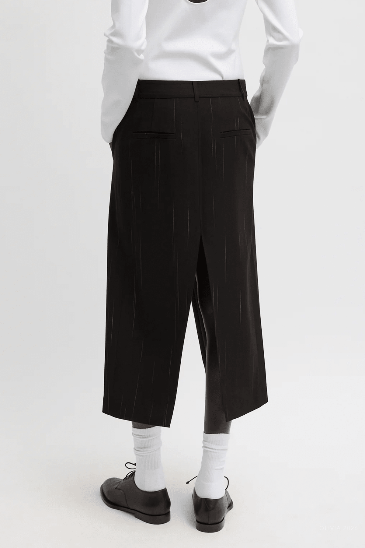 Viscose Suiting Midi Trouser Skirt in Black Multi - shop - olivia.com