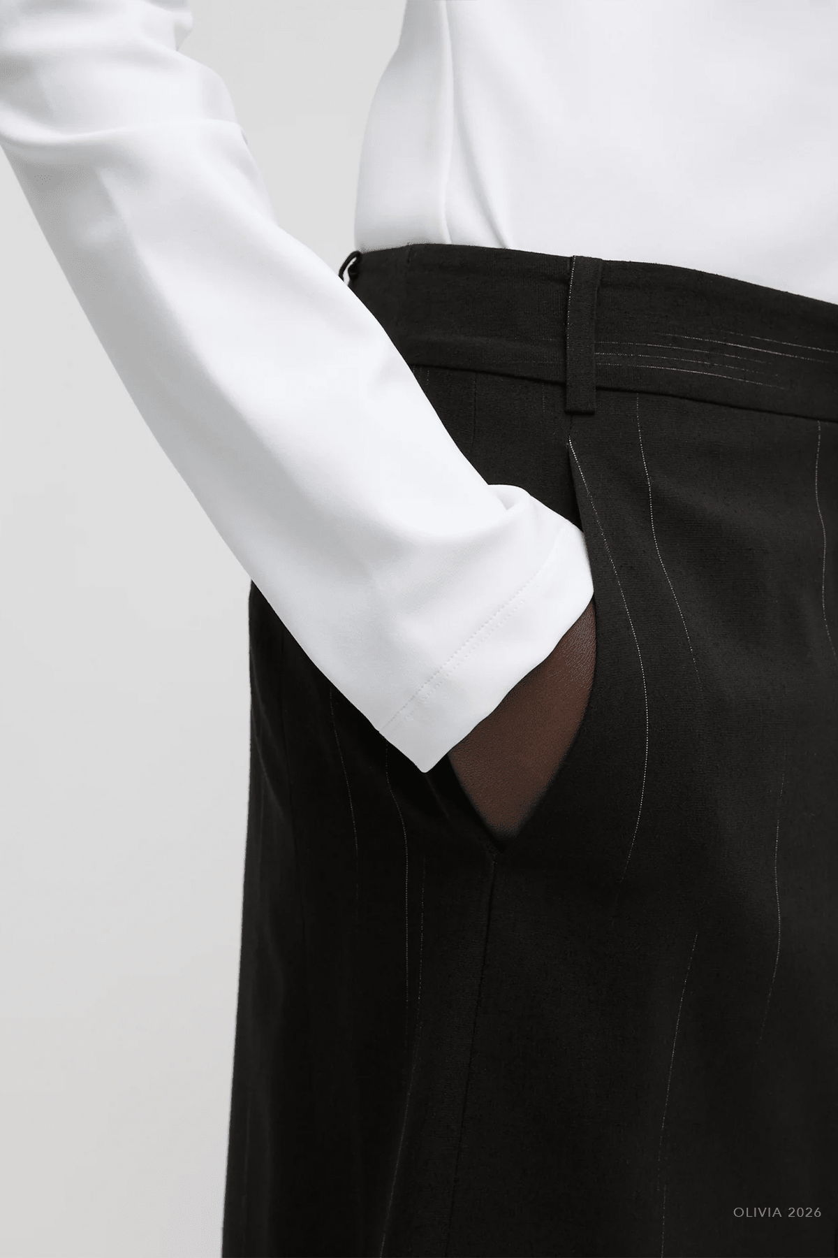 Viscose Suiting Midi Trouser Skirt in Black Multi - shop - olivia.com