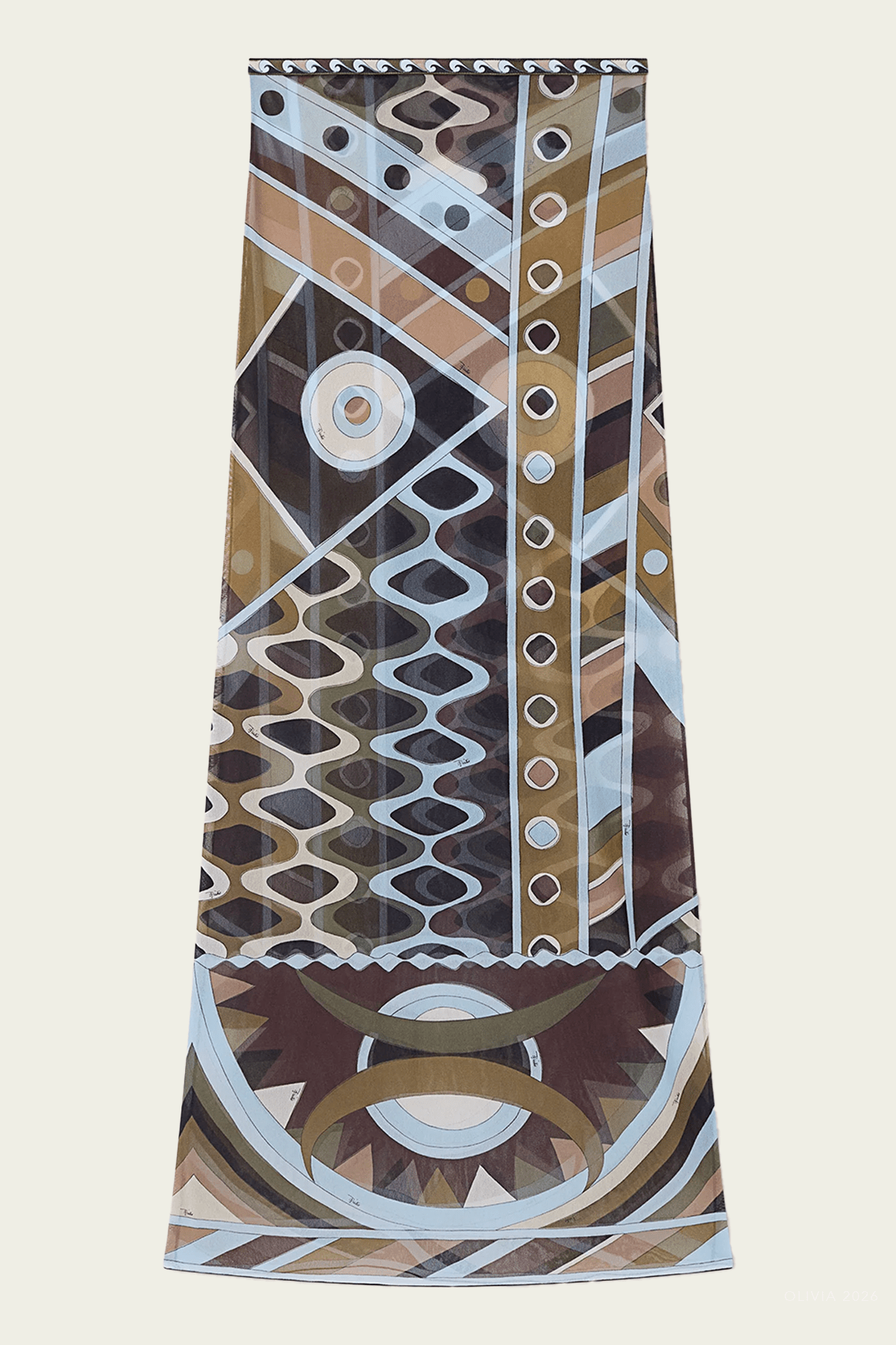 Vivara - Print Long Tulle Skirt in Khaki Blue - shop - olivia.com