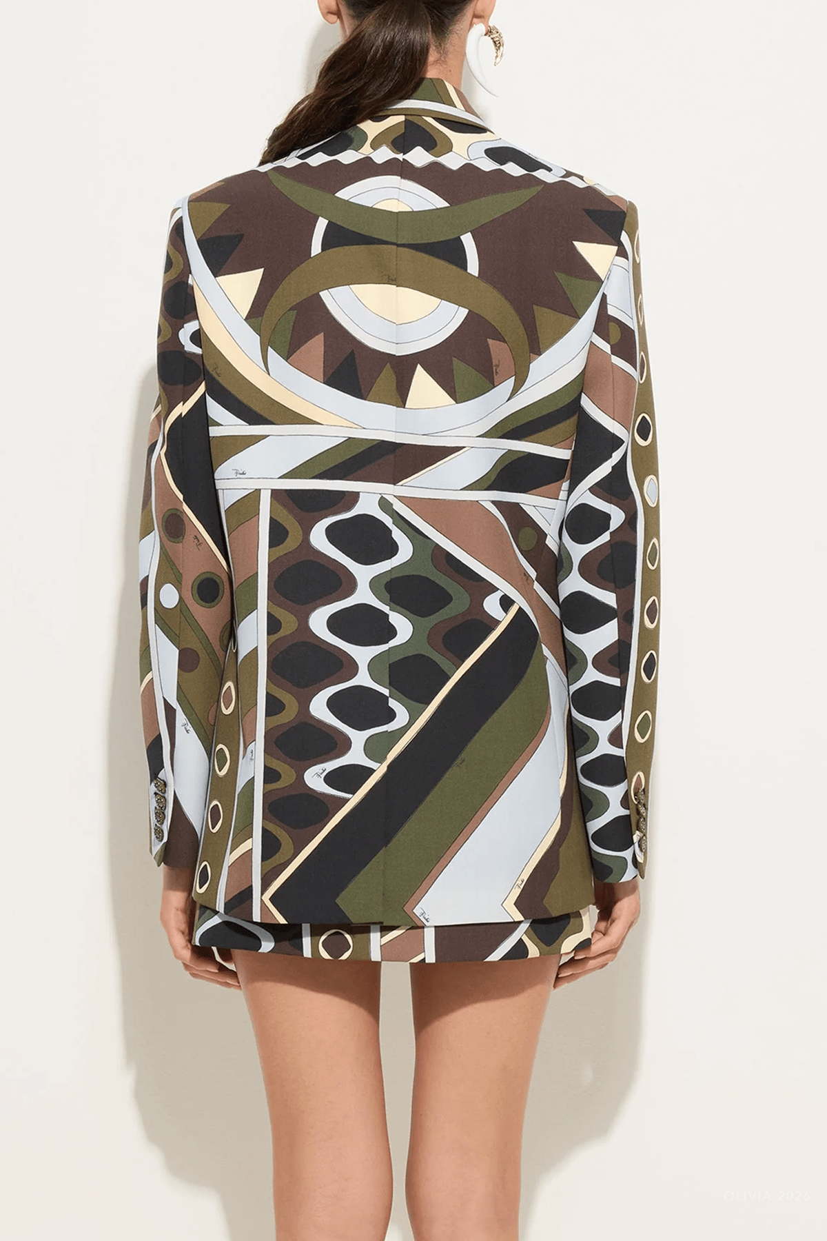 Vivara - Print Oversized Jacket in Khaki Blue - shop - olivia.com