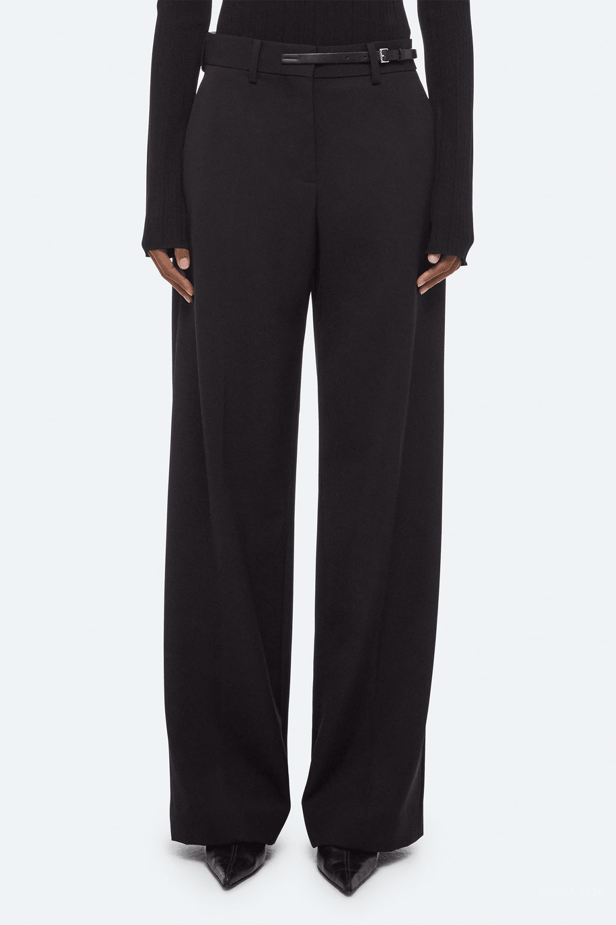 Wardrobe Belted Trouser in Black - shop-olivia.com