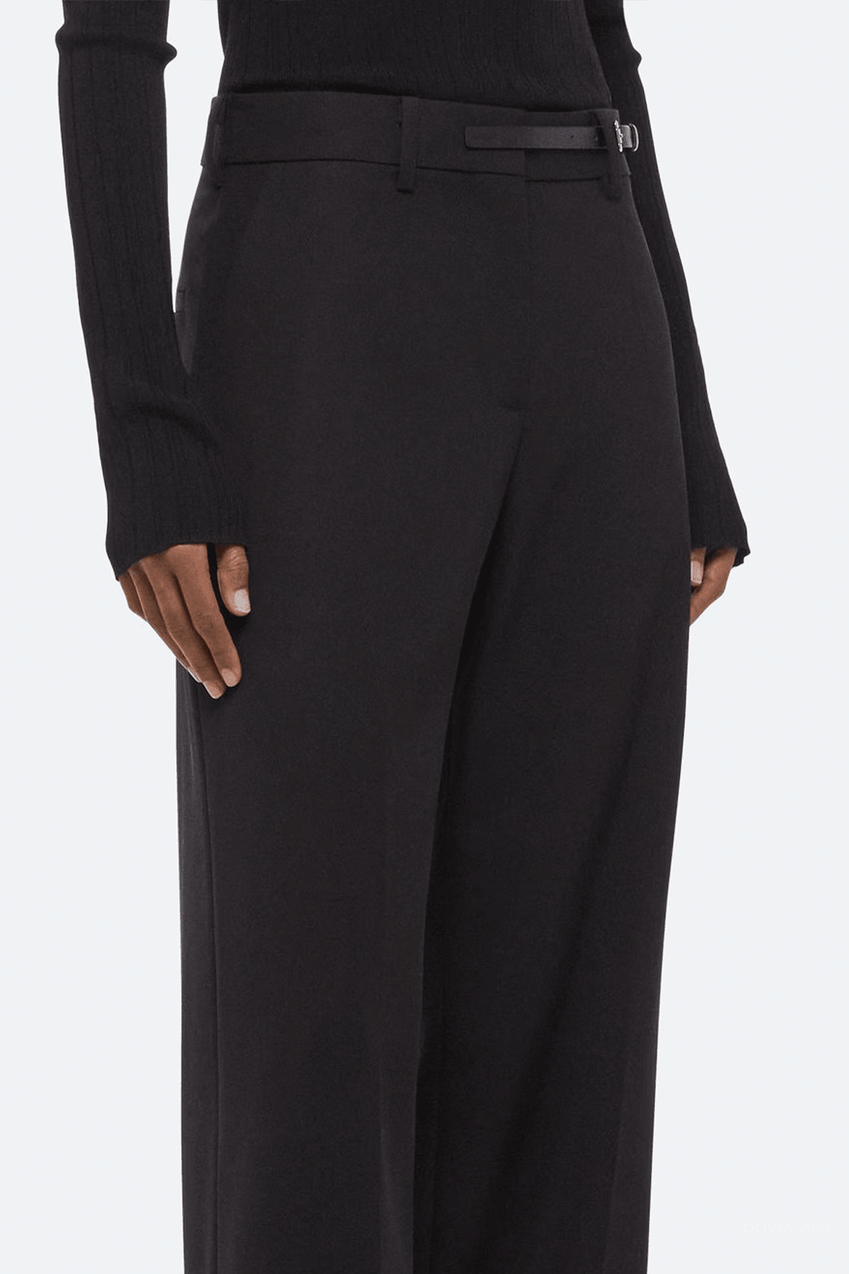 Wardrobe Belted Trouser in Black - shop-olivia.com