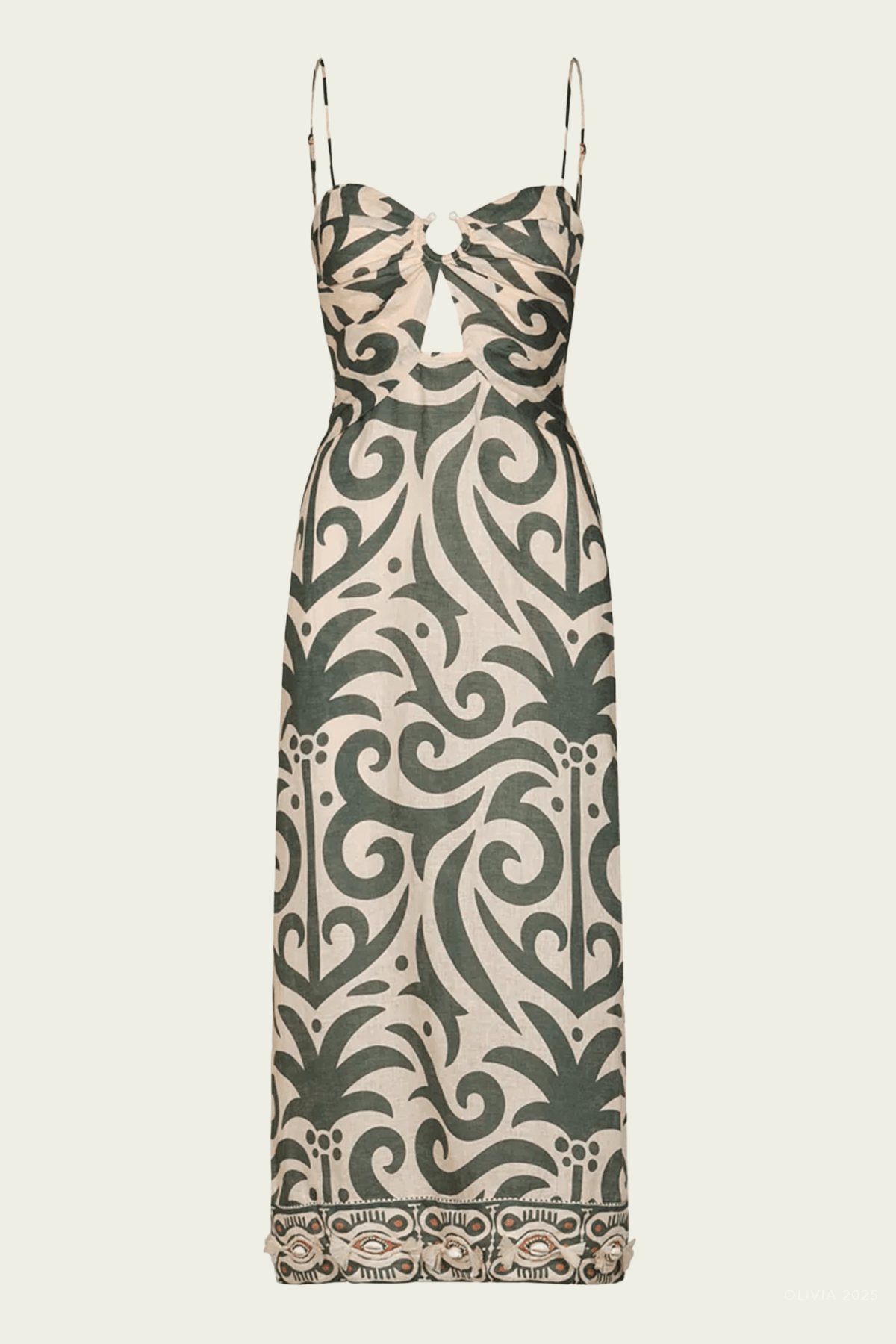 Water Adventure Midi Dress in Ecru Green - shop - olivia.com