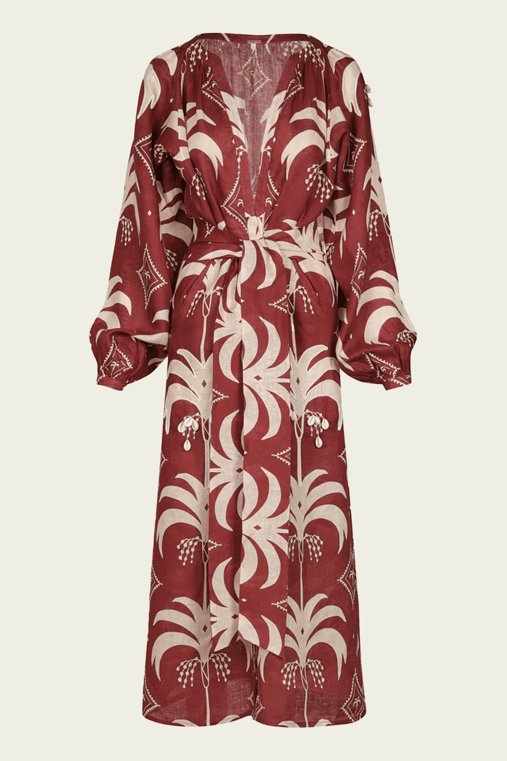 Weaving Waves Tunic Dress in Dark Cherry Ecru