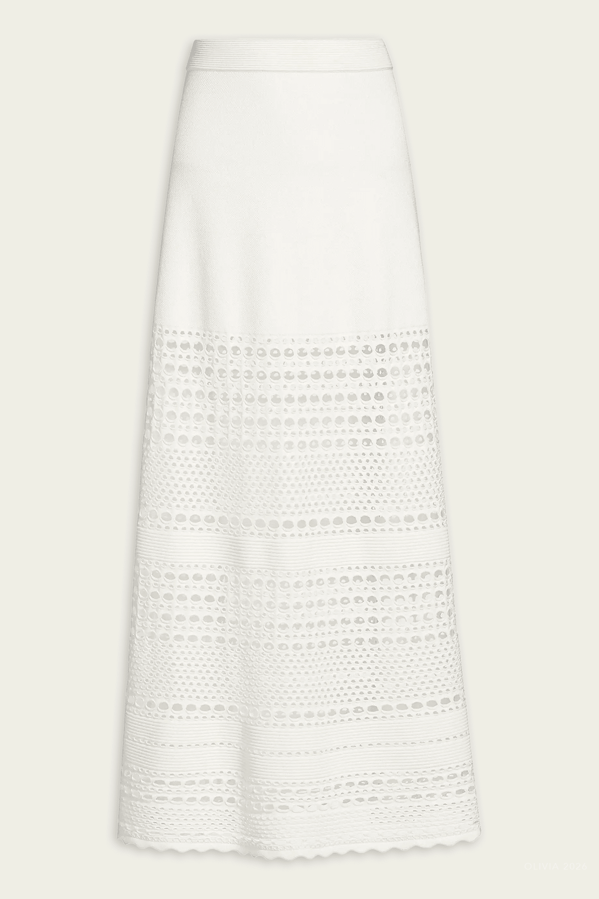 Westly Open Stitch Midi Skirt in Ivory - shop - olivia.com