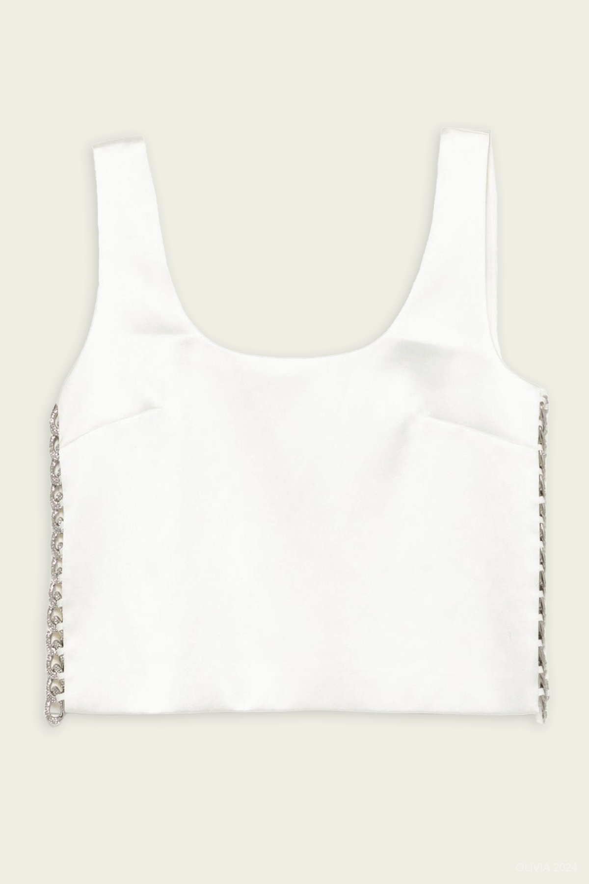 White Bonded Satin Vest - shop - olivia.com