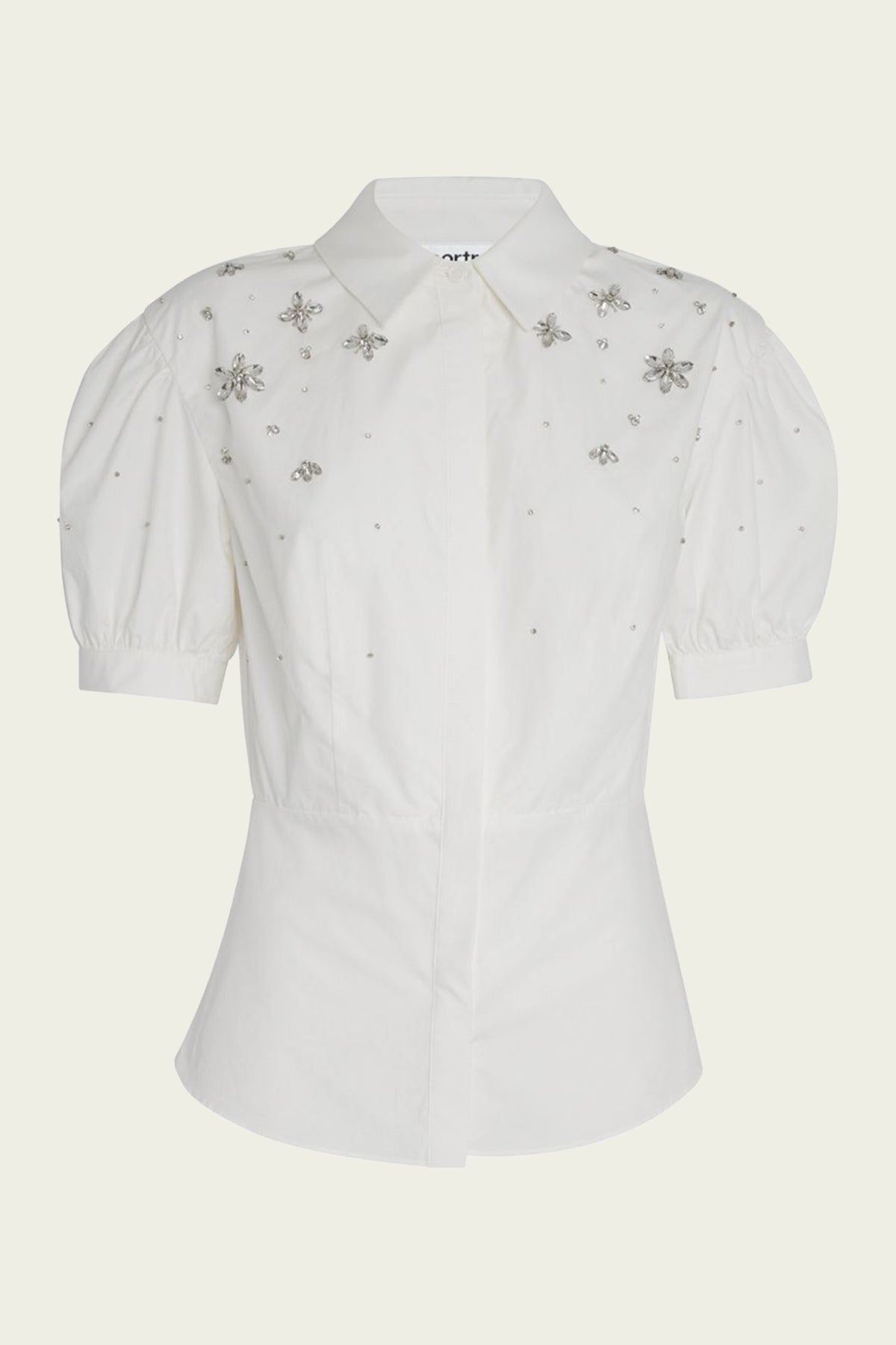 White Cotton Embellished Top - shop-olivia.com