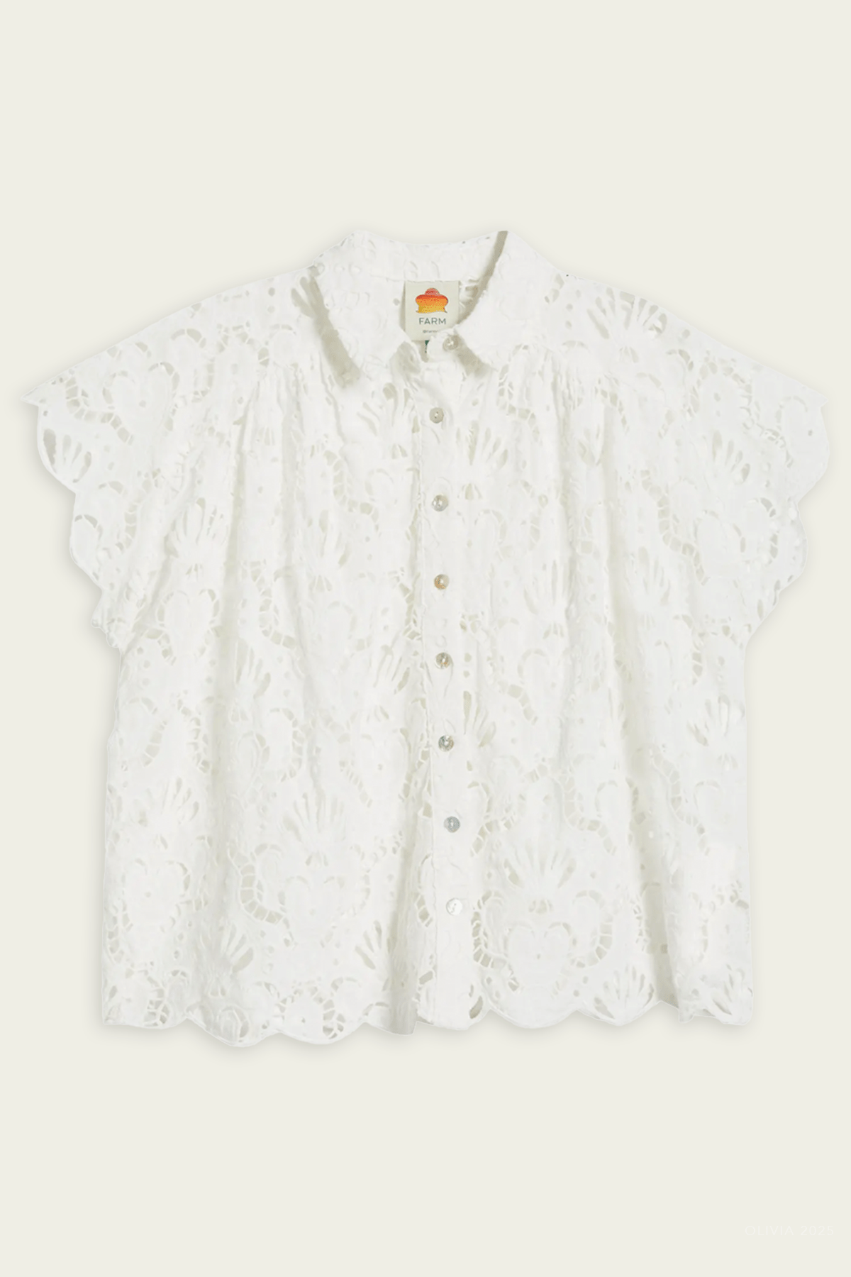 White Seashell Eyelet Shirt - shop - olivia.com