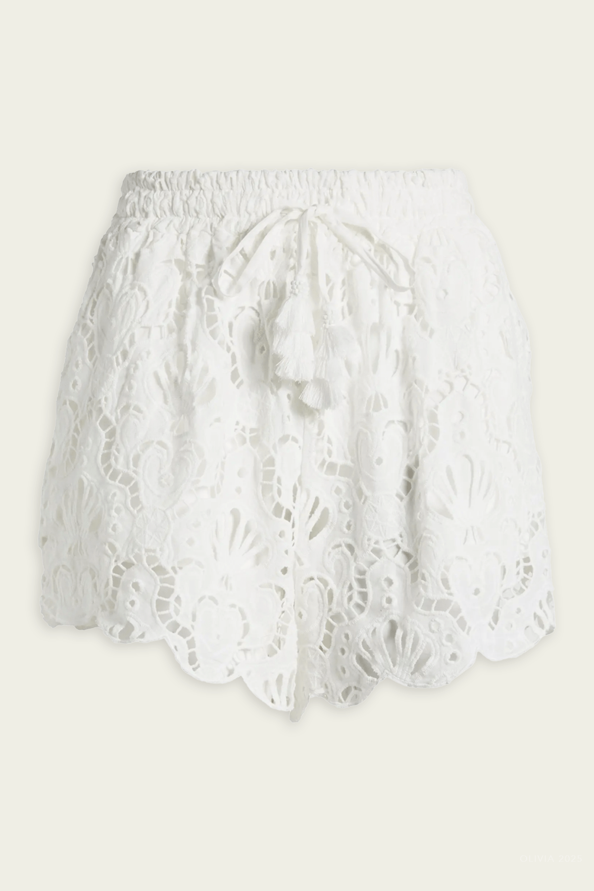 White Seashell Eyelet Short - shop - olivia.com