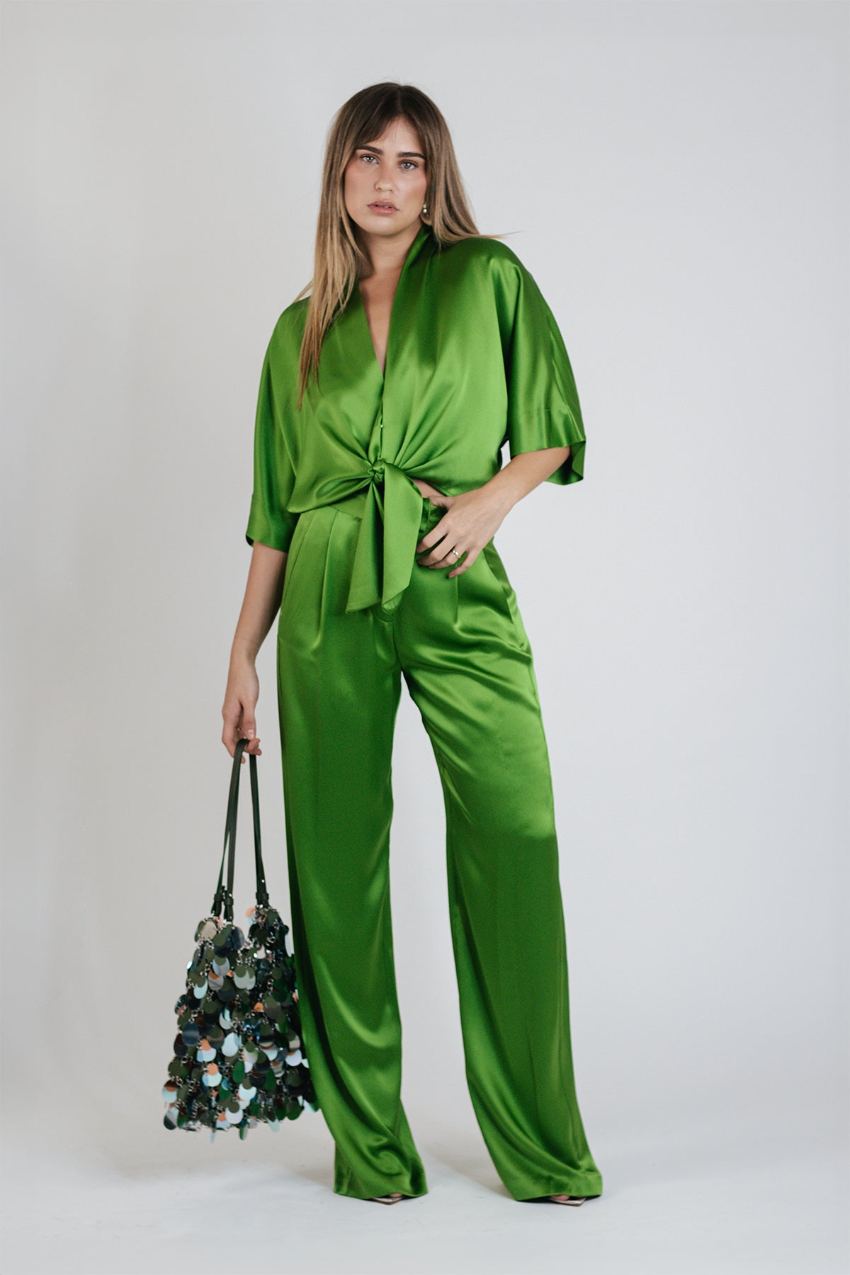 Wide Leg Trouser in Leaf - shop - olivia.com